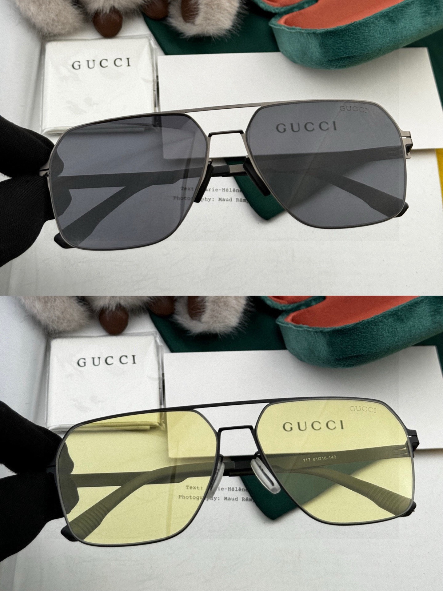 GUCC* 新款男女情侣款太阳iP电镀永不褪色 卖点：超轻超有弹性整幅眼镜无螺丝重要的是压不坏、镜片：高清尼龙偏光镜片 