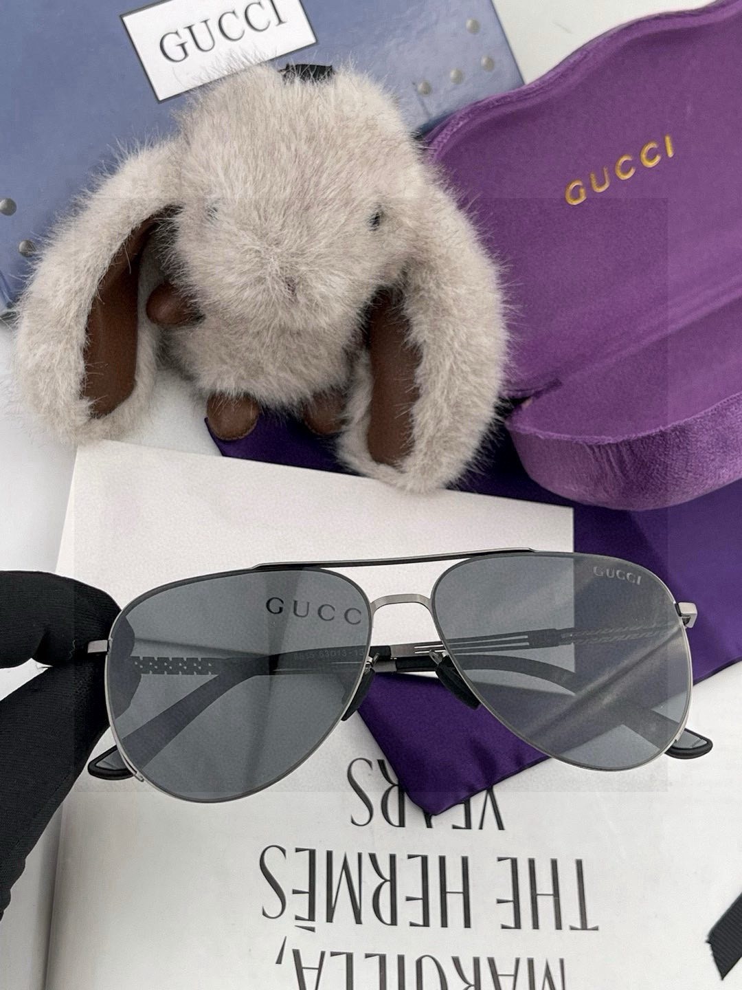 GUCCI 男款炫彩飞行员偏光太阳镜 ❤️材质：高清尼龙加厚卡槽高清偏光镜片 🌹无边框镜架💕颜👍型号：G5881
