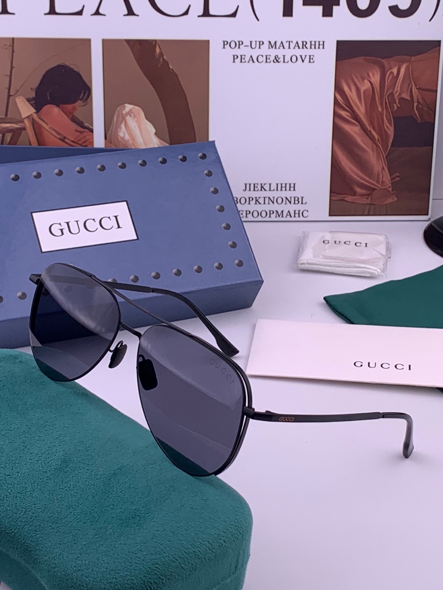 GUCCI 新款男女情侣款太阳镜多边形墨镜i 🉐️电镀永不褪色 超轻超有弹性整幅眼镜无螺丝重要的是压不坏 高清尼龙镜片、