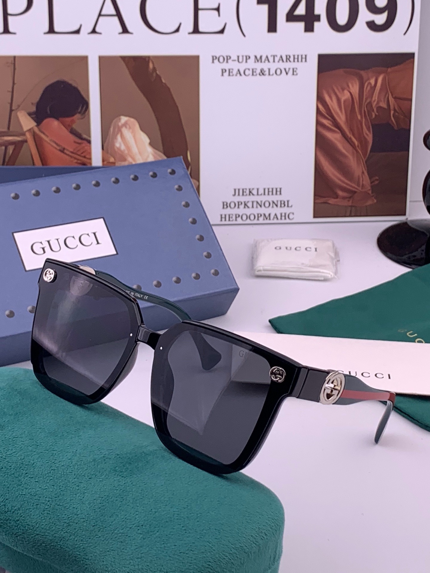 🔺 【GUCCI】开春新款 潮流爆款 时尚方框太阳镜 高品质 佩戴舒适 网红潮款墨镜 型号：G1620