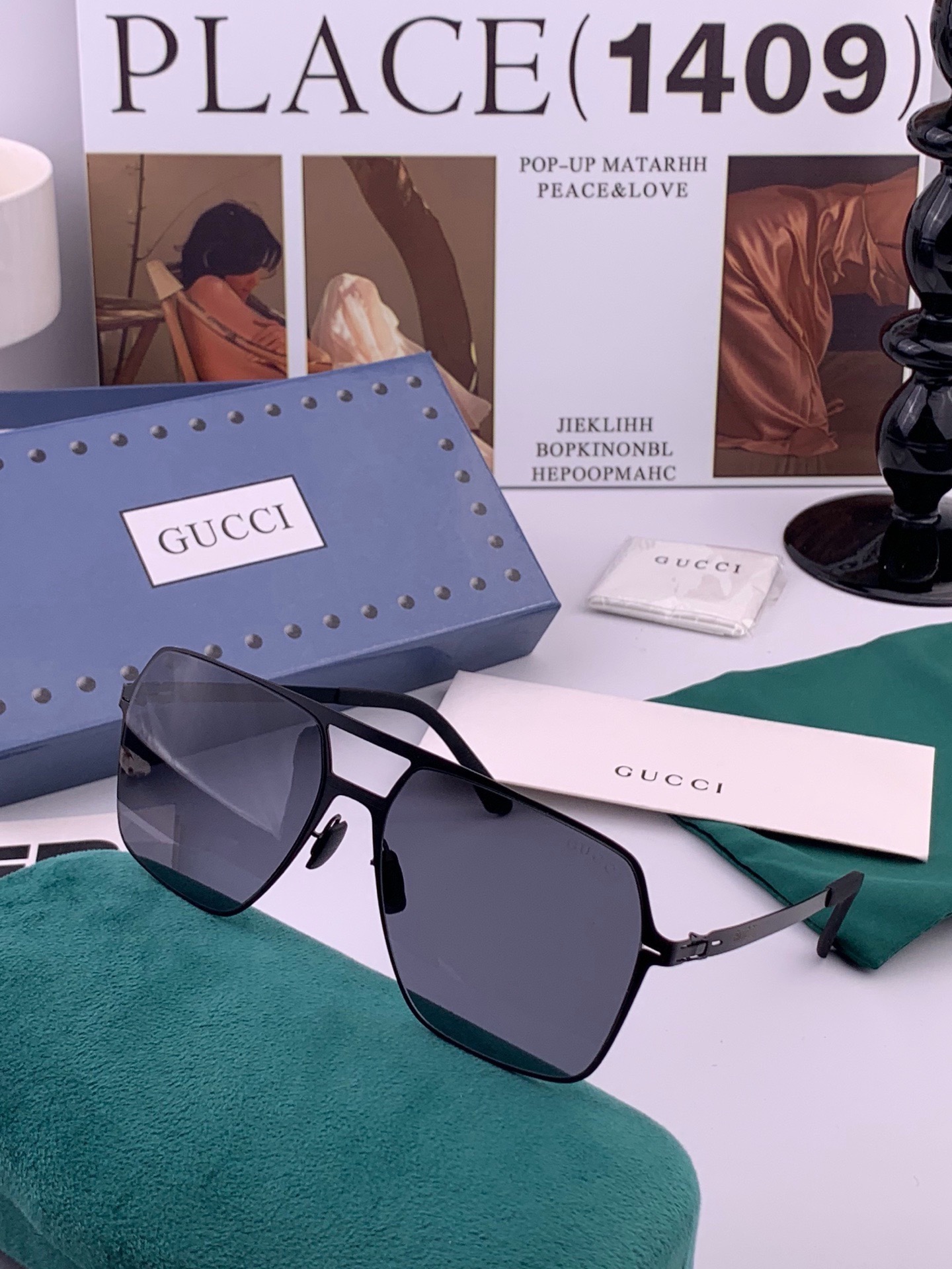 ♦️ GUCCI 新款男女情侣款太阳镜iP电镀永不褪色 超轻超有弹性整幅眼镜无螺丝重要的是压不坏 高清尼龙镜片、精湛的工