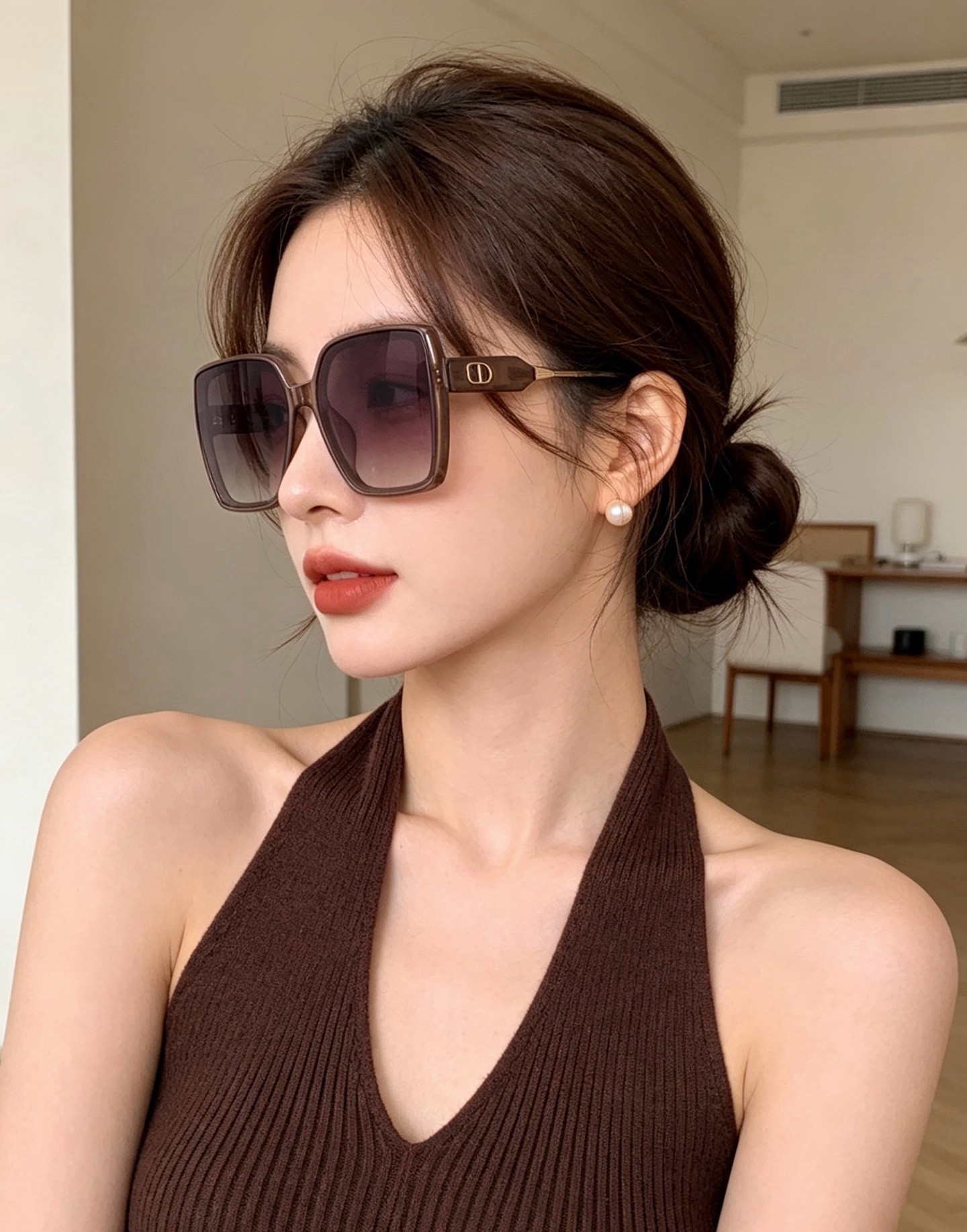 【DIOR】新款潮流爆款 时尚方框太阳镜 佩戴舒适 网红潮款墨镜  女士高清加厚偏光太阳镜🕶️ 🎉高品质TR镜框 ♥️♥