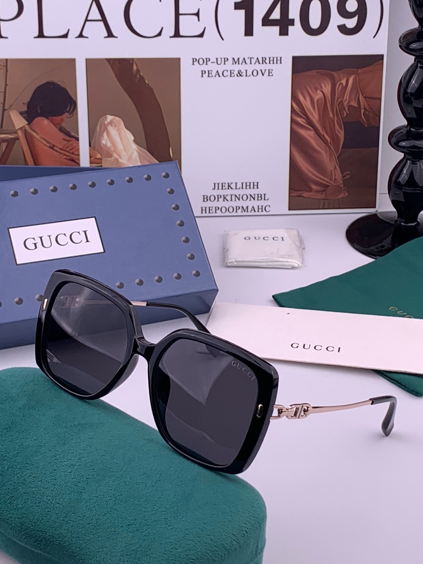 【GUCCI】新款潮流爆款 时尚方框太阳镜 佩戴舒适 网红潮款墨镜  女士高清加厚偏光太阳镜🕶️ 🎉高品质TR镜框 ♥️
