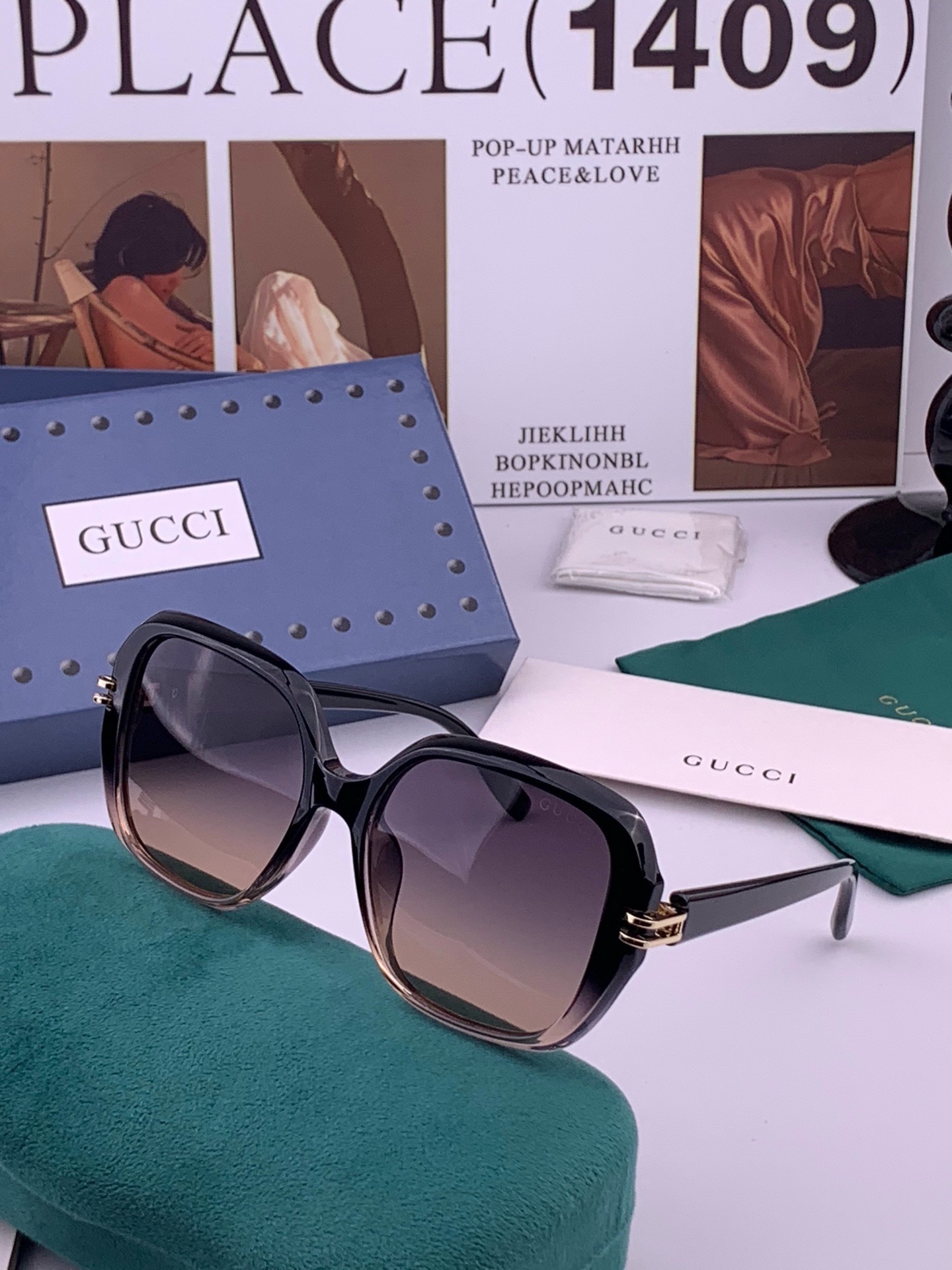 🔺 【GUCCI-偏光太阳镜】开春新款 潮流爆款 时尚方框偏光太阳镜 高品质 佩戴舒适 网红潮款墨镜 女士高清偏光太阳镜