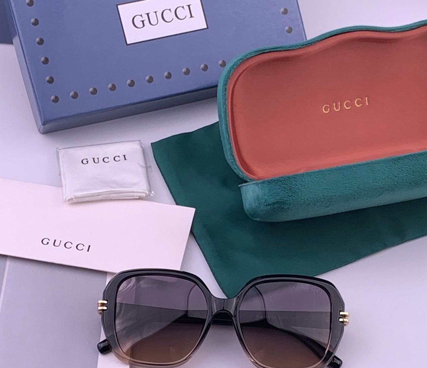 🔺 【GUCCI-偏光太阳镜】开春新款 潮流爆款 时尚方框偏光太阳镜 高品质 佩戴舒适 网红潮款墨镜 女士高清偏光太阳镜