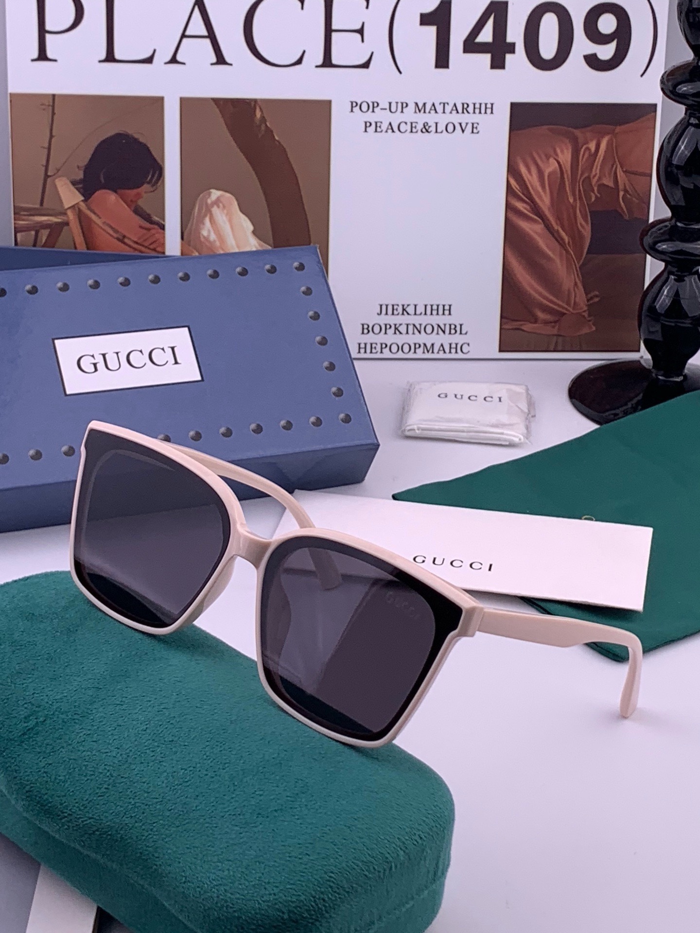 🔺 【GUCCI】开春新款 潮流爆款 时尚方框偏光太阳镜 高品质 佩戴舒适 网红潮款墨镜 女士高清尼龙偏光太阳镜🕶️ 🎉