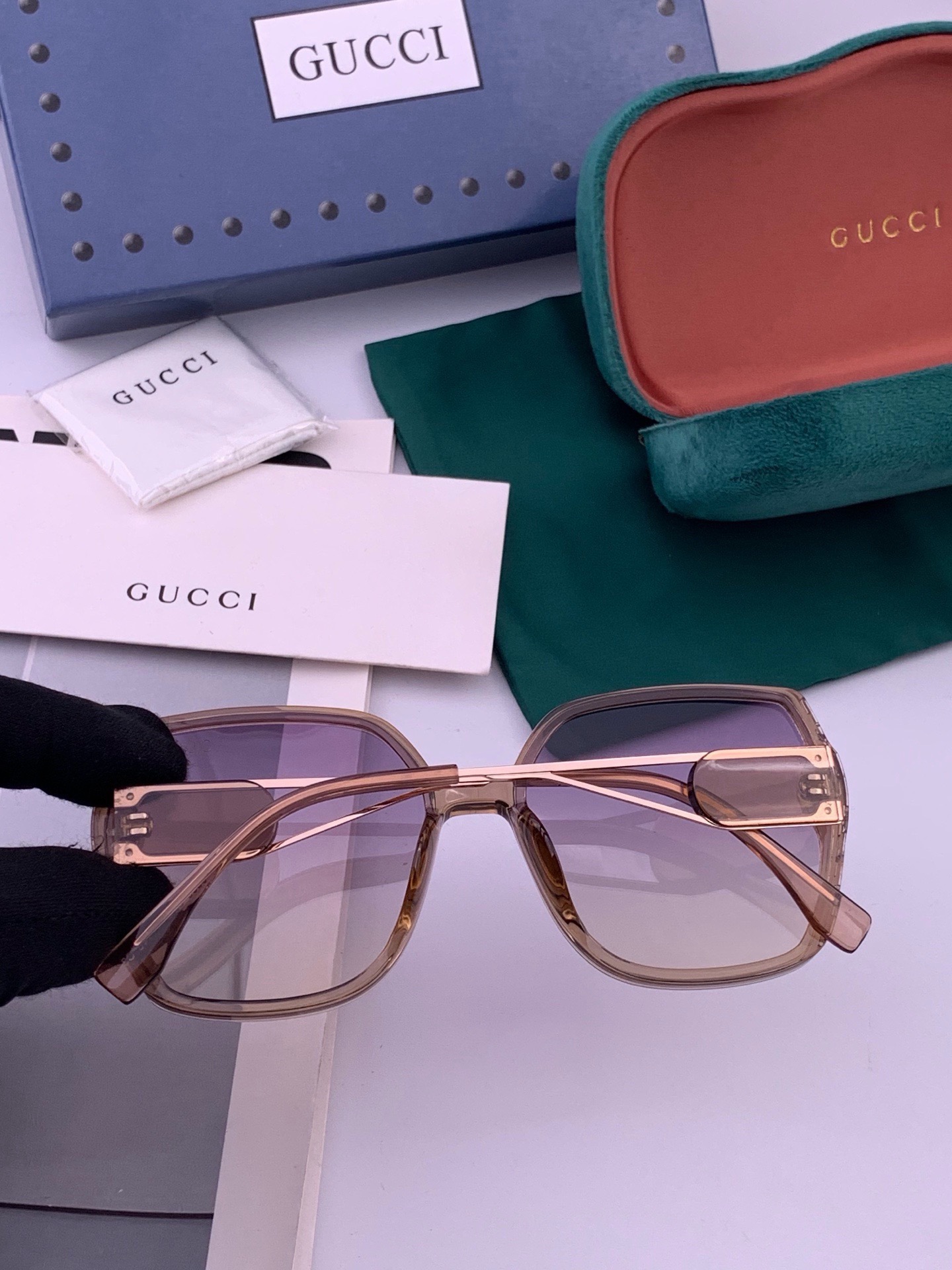 🔺 【GUCCI-偏光太阳镜】开春新款 潮流爆款 时尚圆框偏光太阳镜 高品质 佩戴舒适 网红潮款墨镜 女士高清偏光太阳镜