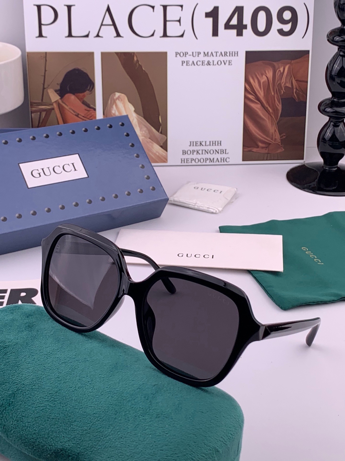 🔺 【GUCCI】开春新款 潮流爆款 时尚方框偏光太阳镜 高品质 佩戴舒适 网红潮款墨镜 女士高清尼龙偏光太阳镜🕶️ 🎉
