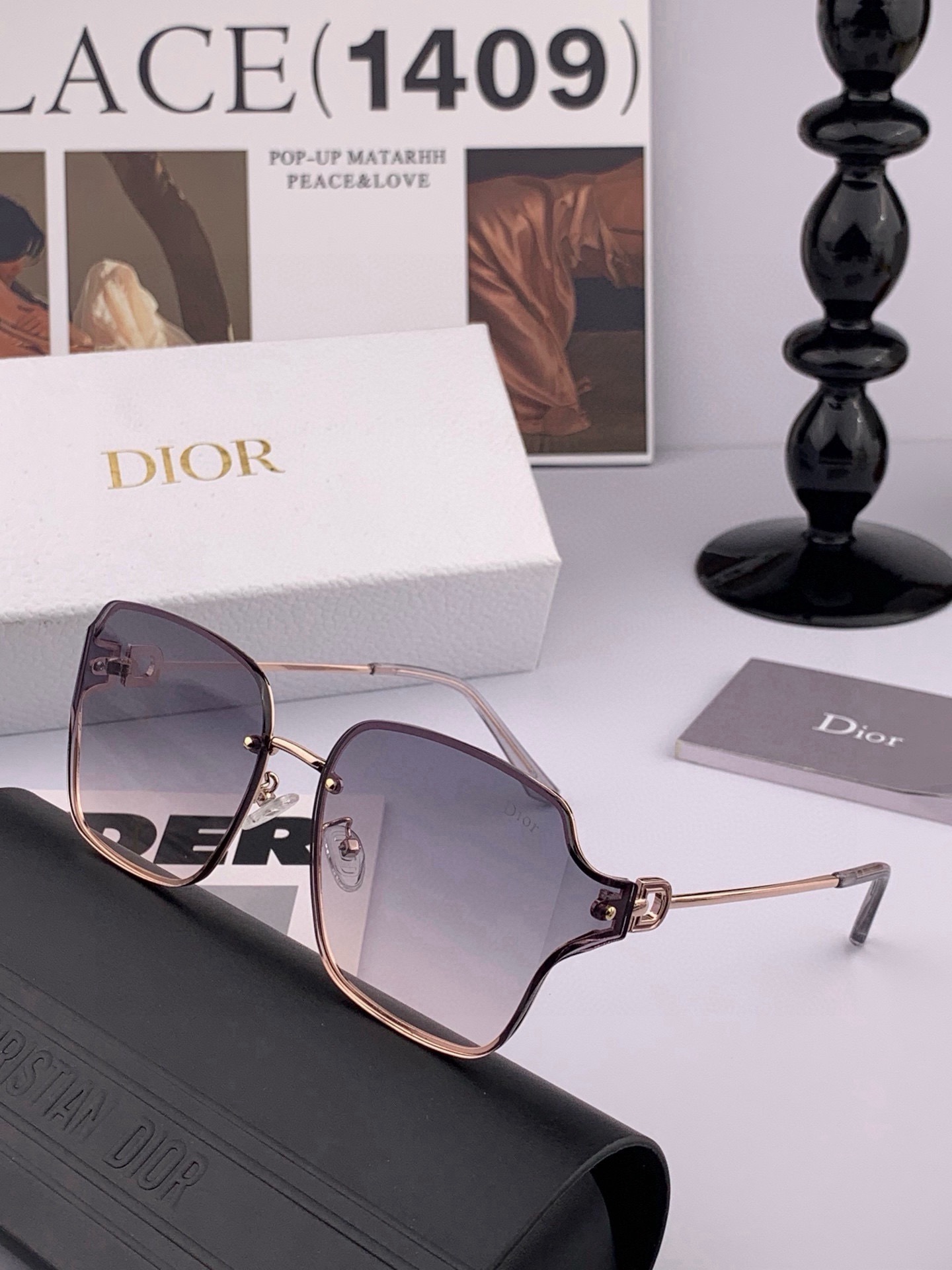 DIOR🌋☔️时尚无框太阳镜镜片 顶级奢侈品[强] 高品质[胜利][亲亲]🍦🍨 [得意] 气质非凡😄 🍫🍪女士开车墨镜[