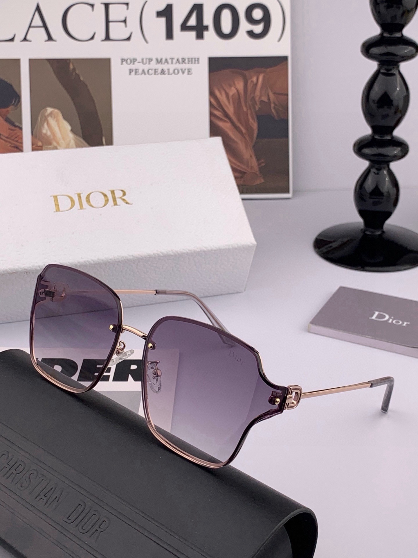 DIOR🌋☔️时尚无框太阳镜镜片 顶级奢侈品[强] 高品质[胜利][亲亲]🍦🍨 [得意] 气质非凡😄 🍫🍪女士开车墨镜[