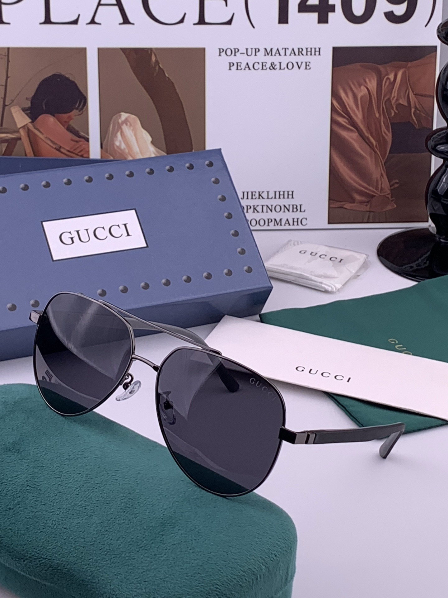 Gucci 🔥  高品质男女款墨镜   👍 进口宝丽来偏光镜片  🔥蛤蟆镜 开车钓鱼都可 🔥百搭显瘦墨镜韩版男士飞行员大
