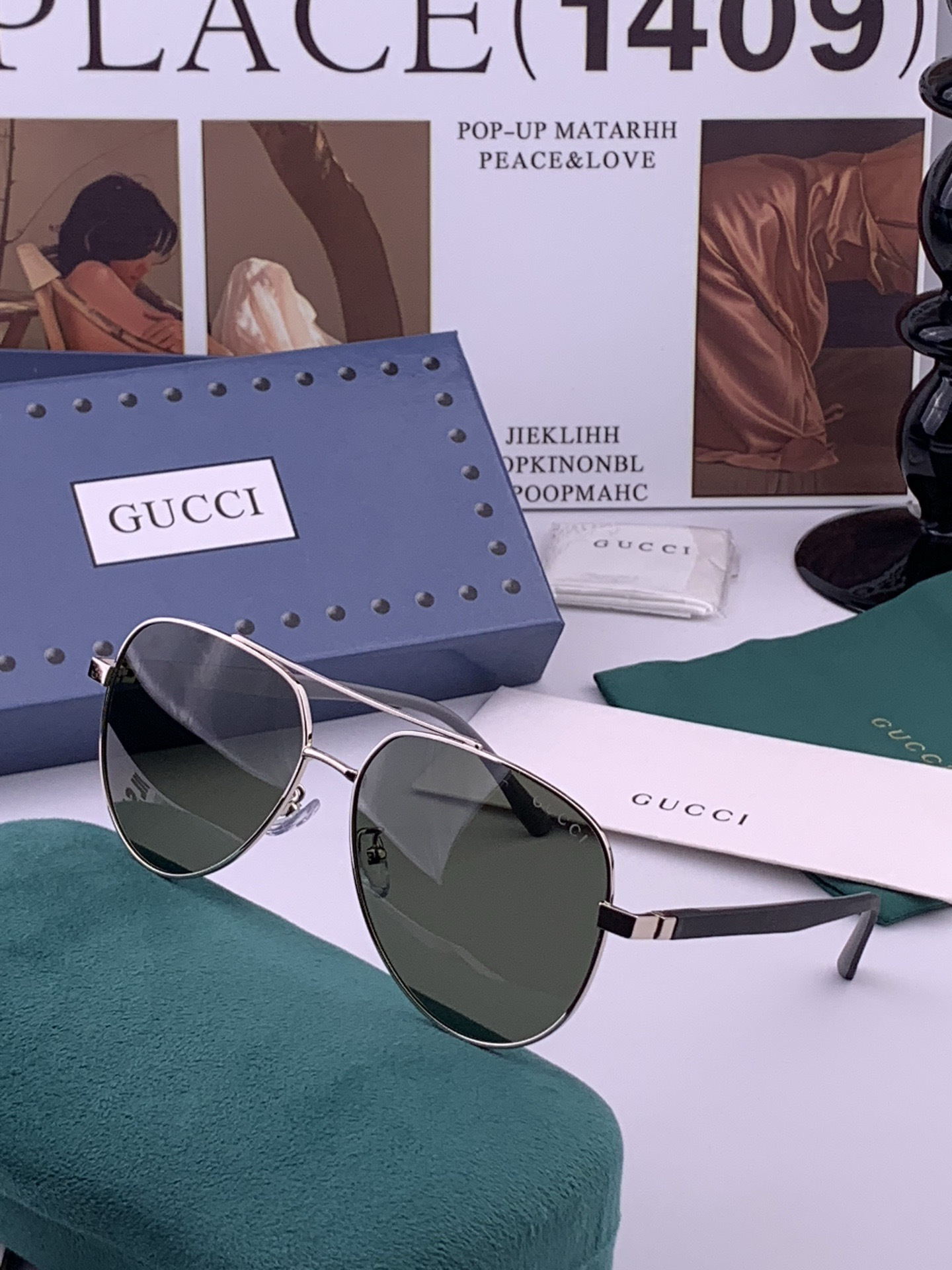 Gucci 🔥  高品质男女款墨镜   👍 进口宝丽来偏光镜片  🔥蛤蟆镜 开车钓鱼都可 🔥百搭显瘦墨镜韩版男士飞行员大