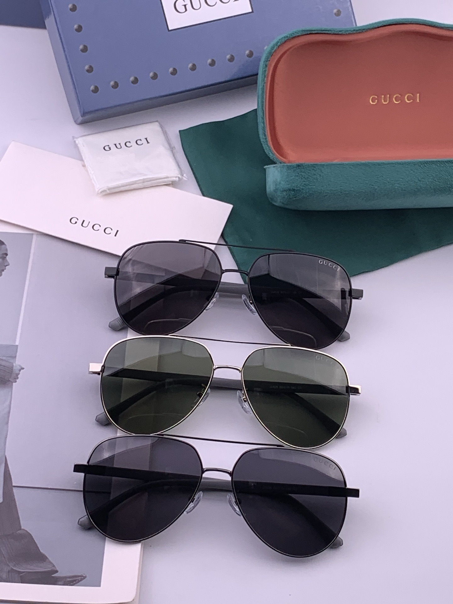 Gucci 🔥  高品质男女款墨镜   👍 进口宝丽来偏光镜片  🔥蛤蟆镜 开车钓鱼都可 🔥百搭显瘦墨镜韩版男士飞行员大