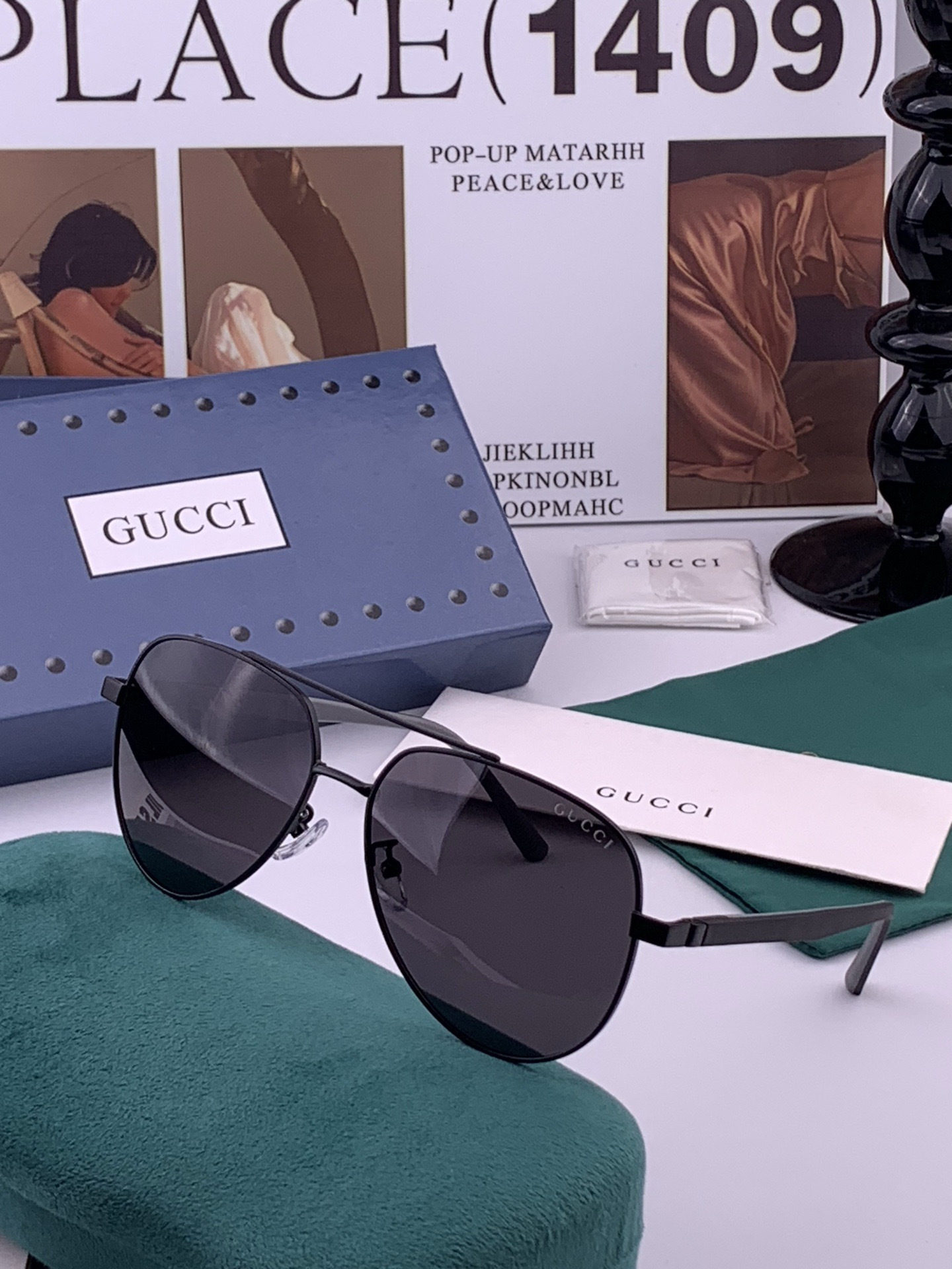 Gucci 🔥  高品质男女款墨镜   👍 进口宝丽来偏光镜片  🔥蛤蟆镜 开车钓鱼都可 🔥百搭显瘦墨镜韩版男士飞行员大