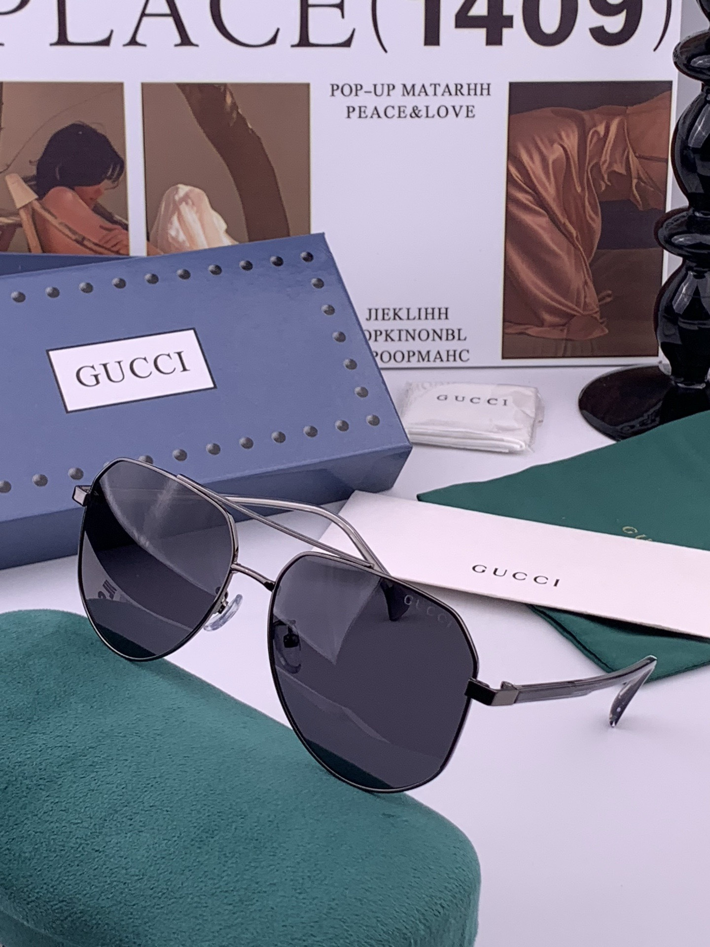 Gucci 🔥  高品质男女款墨镜   👍 进口宝丽来偏光镜片  🔥蛤蟆镜 开车钓鱼都可 🔥百搭显瘦墨镜韩版男士飞行员大