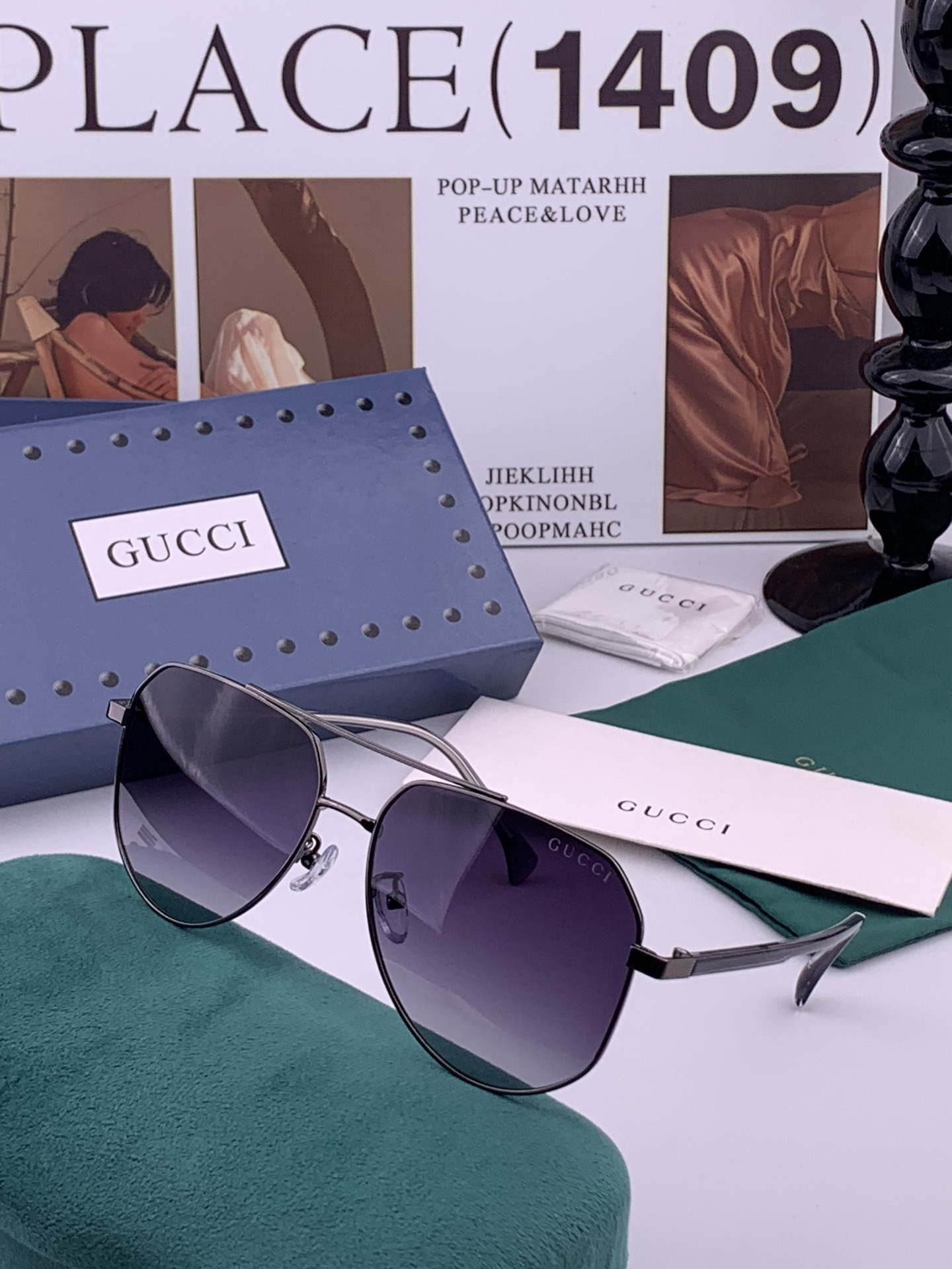 Gucci 🔥  高品质男女款墨镜   👍 进口宝丽来偏光镜片  🔥蛤蟆镜 开车钓鱼都可 🔥百搭显瘦墨镜韩版男士飞行员大