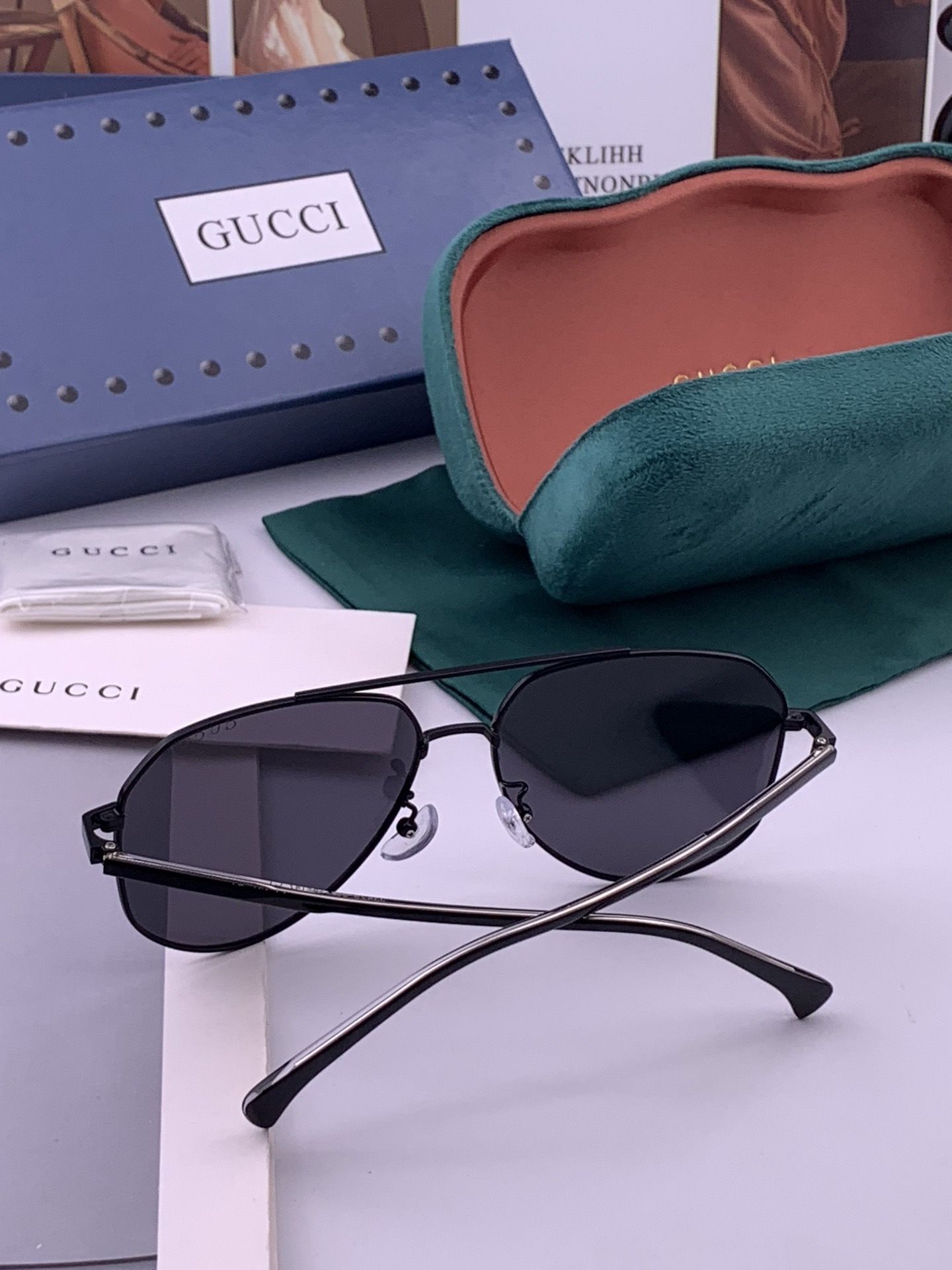 Gucci 🔥  高品质男女款墨镜   👍 进口宝丽来偏光镜片  🔥蛤蟆镜 开车钓鱼都可 🔥百搭显瘦墨镜韩版男士飞行员大