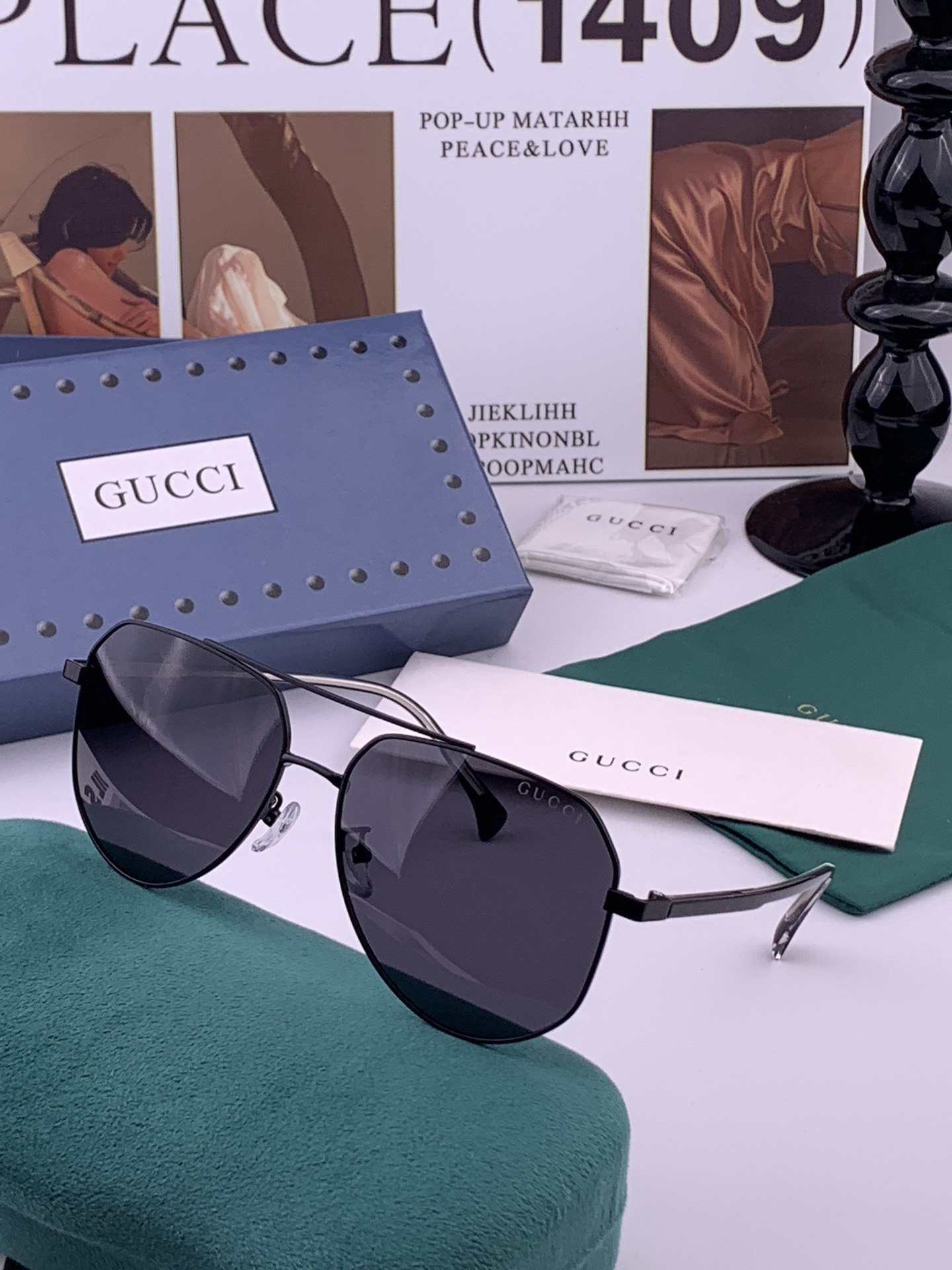 Gucci 🔥  高品质男女款墨镜   👍 进口宝丽来偏光镜片  🔥蛤蟆镜 开车钓鱼都可 🔥百搭显瘦墨镜韩版男士飞行员大