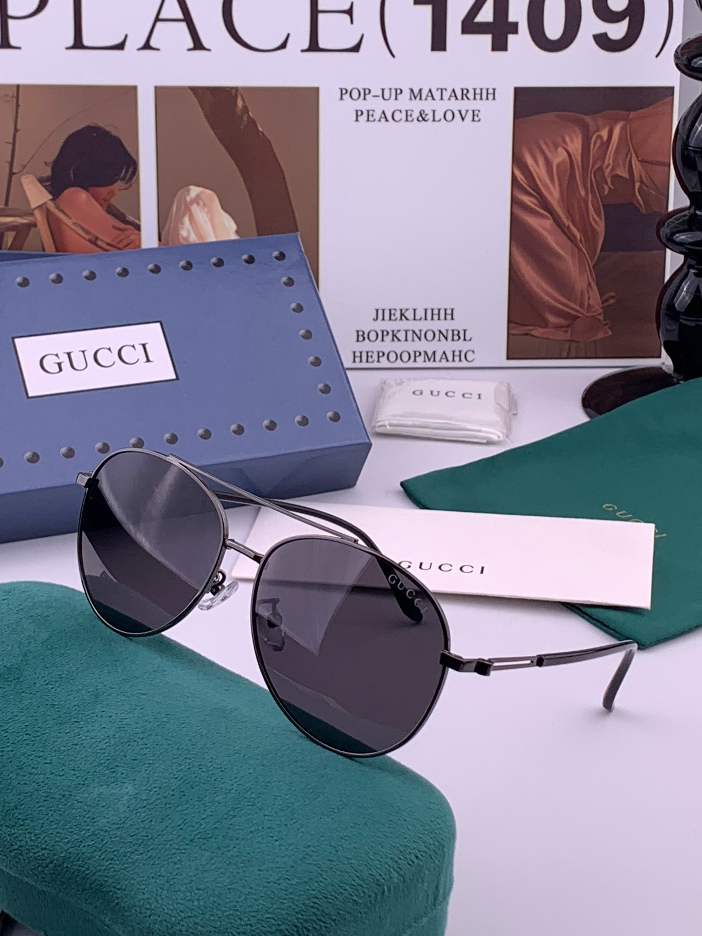Gucci 🔥  高品质男女款墨镜   👍 进口宝丽来偏光镜片  🔥蛤蟆镜 开车钓鱼都可 🔥百搭显瘦墨镜韩版男士飞行员大