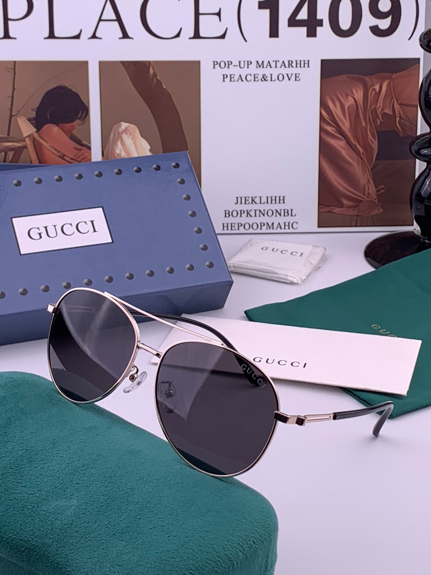 Gucci 🔥  高品质男女款墨镜   👍 进口宝丽来偏光镜片  🔥蛤蟆镜 开车钓鱼都可 🔥百搭显瘦墨镜韩版男士飞行员大