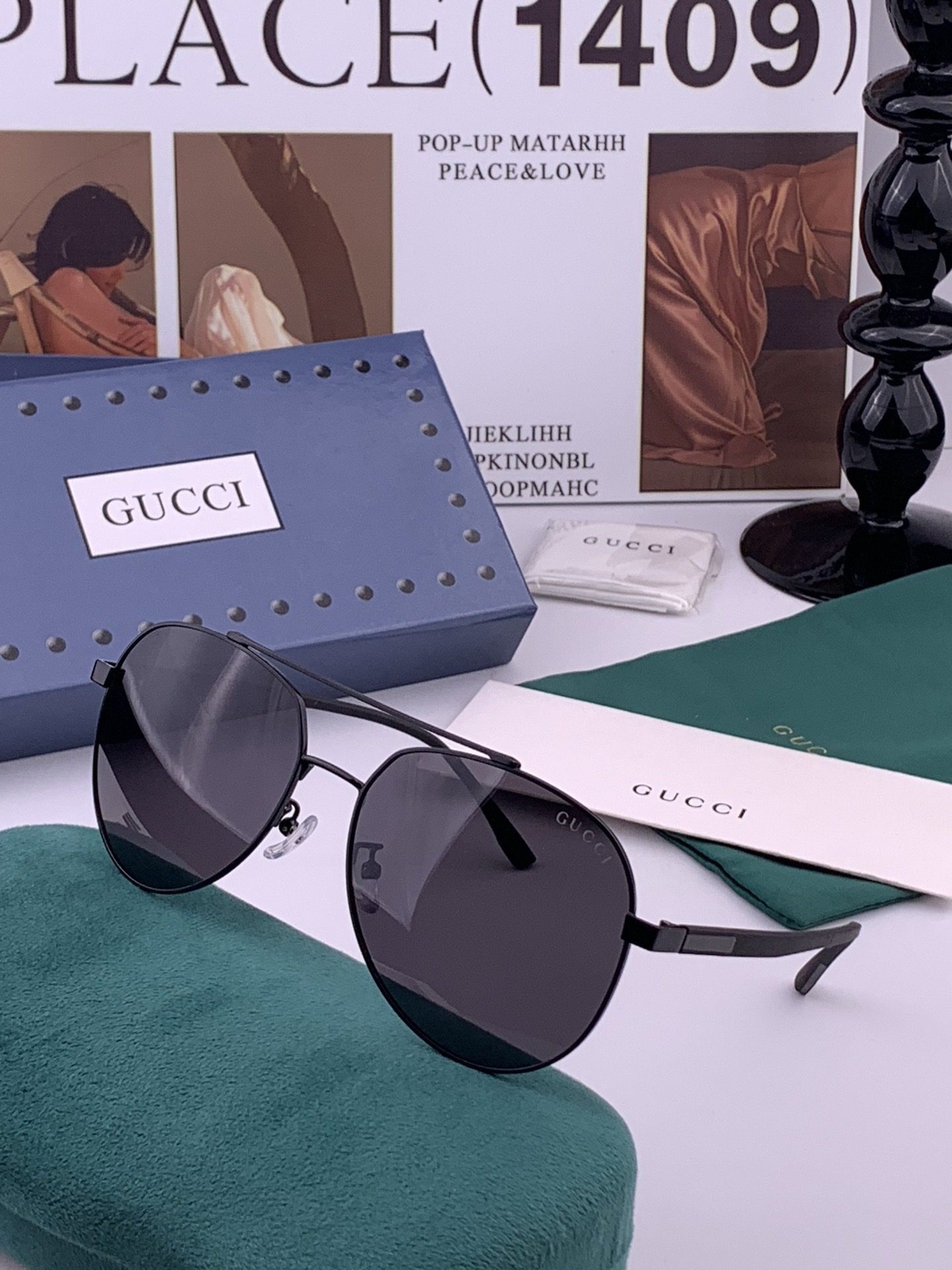 Gucci 🔥  高品质男女款墨镜   👍 进口宝丽来偏光镜片  🔥蛤蟆镜 开车钓鱼都可 🔥百搭显瘦墨镜韩版男士飞行员大