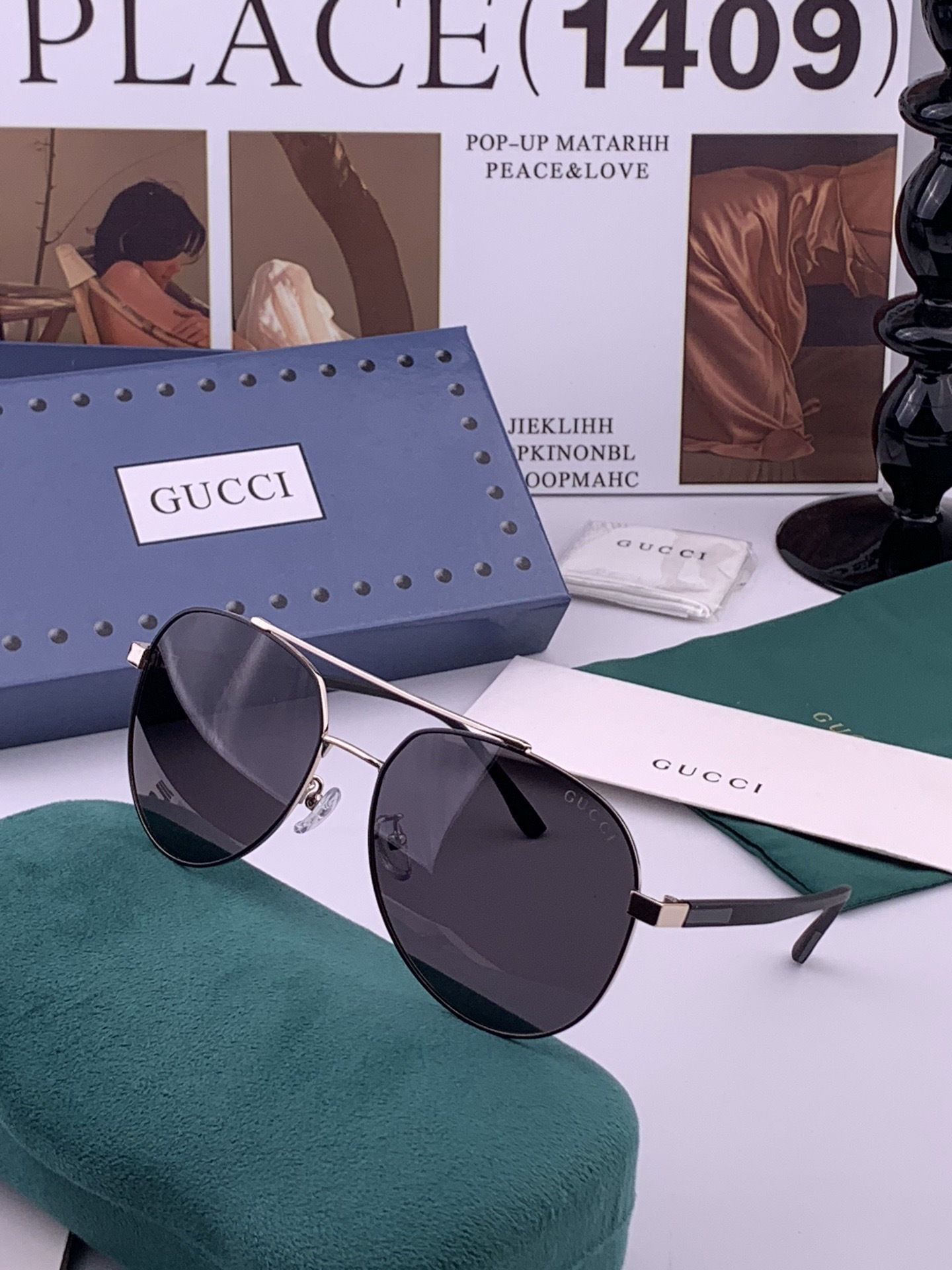 Gucci 🔥  高品质男女款墨镜   👍 进口宝丽来偏光镜片  🔥蛤蟆镜 开车钓鱼都可 🔥百搭显瘦墨镜韩版男士飞行员大