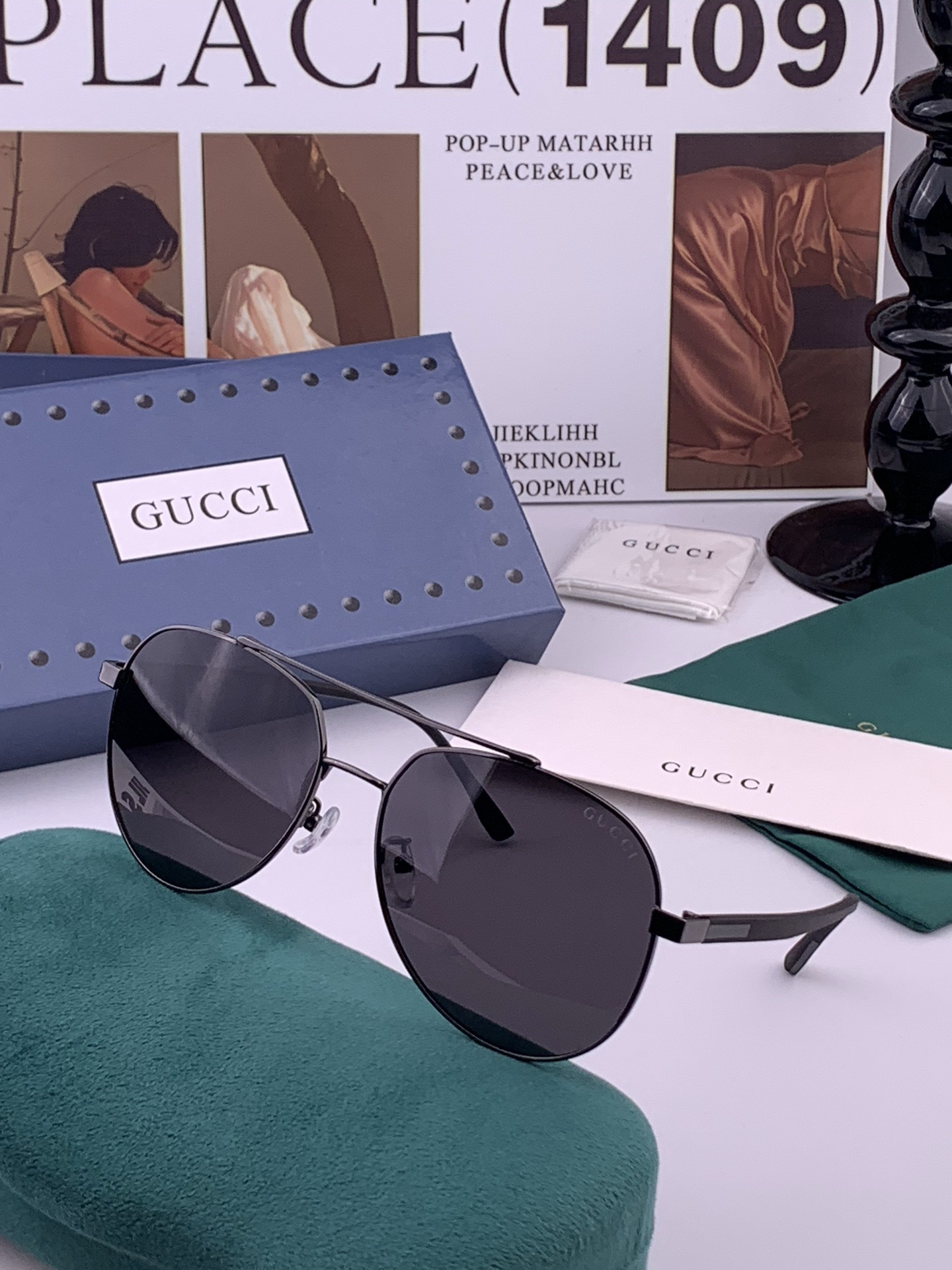 Gucci 🔥  高品质男女款墨镜   👍 进口宝丽来偏光镜片  🔥蛤蟆镜 开车钓鱼都可 🔥百搭显瘦墨镜韩版男士飞行员大