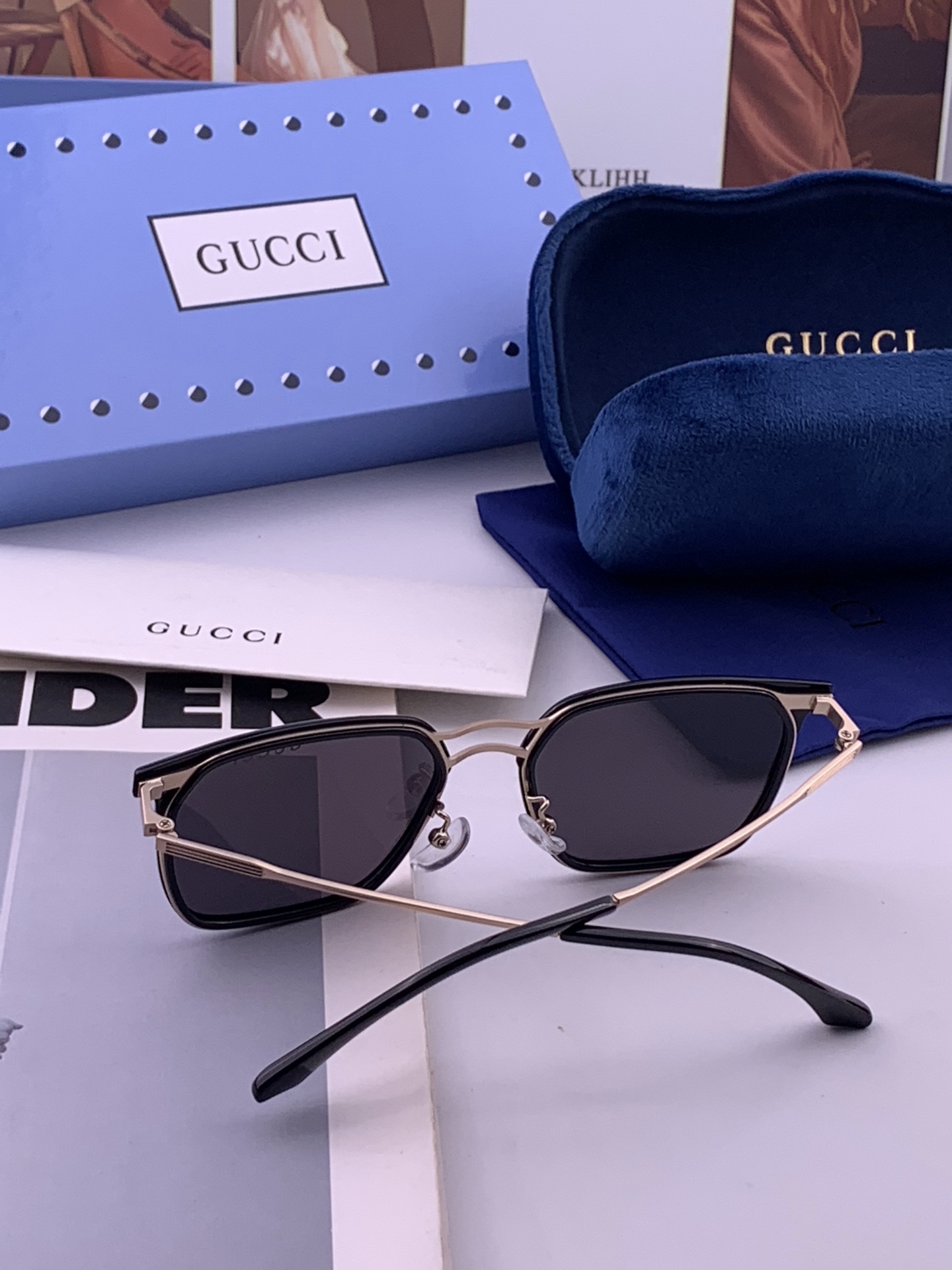 ♦️ GUCCI 新款男女情侣款太阳镜 超轻超有弹性整幅眼镜 重要的是压不坏 高清镜片、精湛的工艺 原版材料 休闲大气不