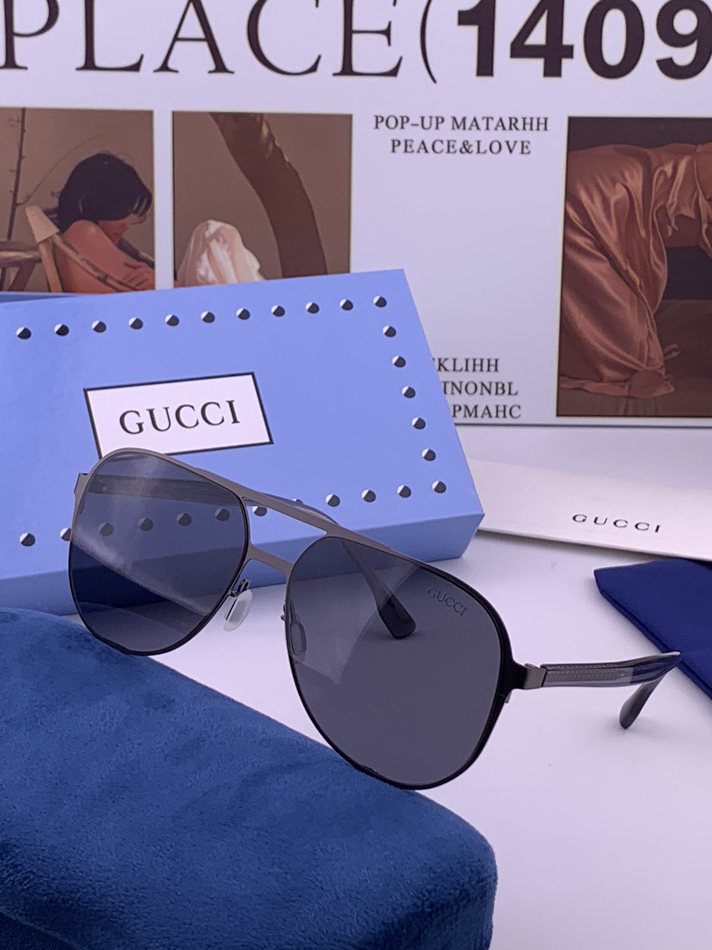 GUCCI 男款炫彩飞行员偏光太阳镜 ❤️材质：高清尼龙加厚卡槽高清偏光镜片 🌹无边框镜架💕颜👍型号：G7810