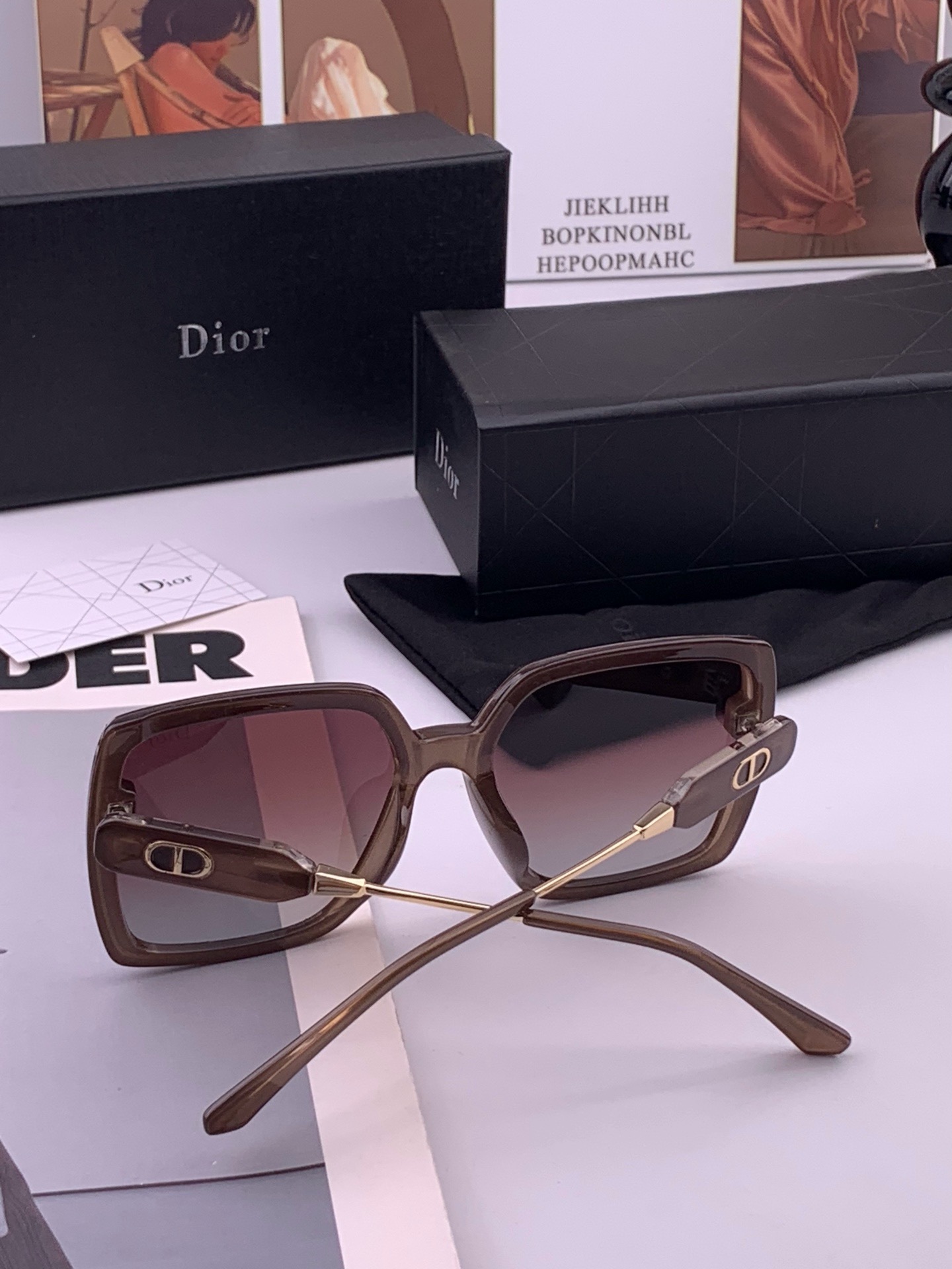 【DIOR】新款潮流爆款 时尚方框太阳镜 佩戴舒适 网红潮款墨镜  女士高清加厚偏光太阳镜🕶️ 🎉高品质TR镜框 ♥️♥