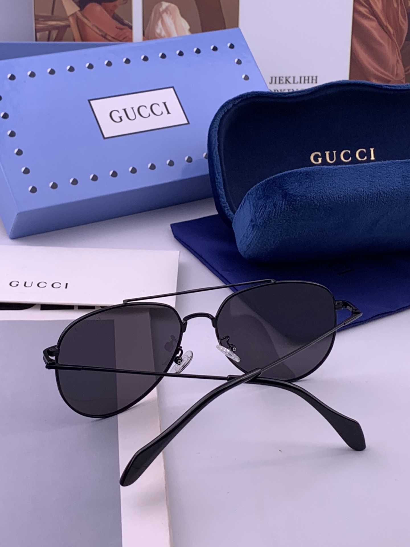 Gucci 🔥  高品质男女款墨镜   👍 进口宝丽来偏光镜片  🔥蛤蟆镜 开车钓鱼都可 🔥百搭显瘦墨镜韩版男士飞行员大