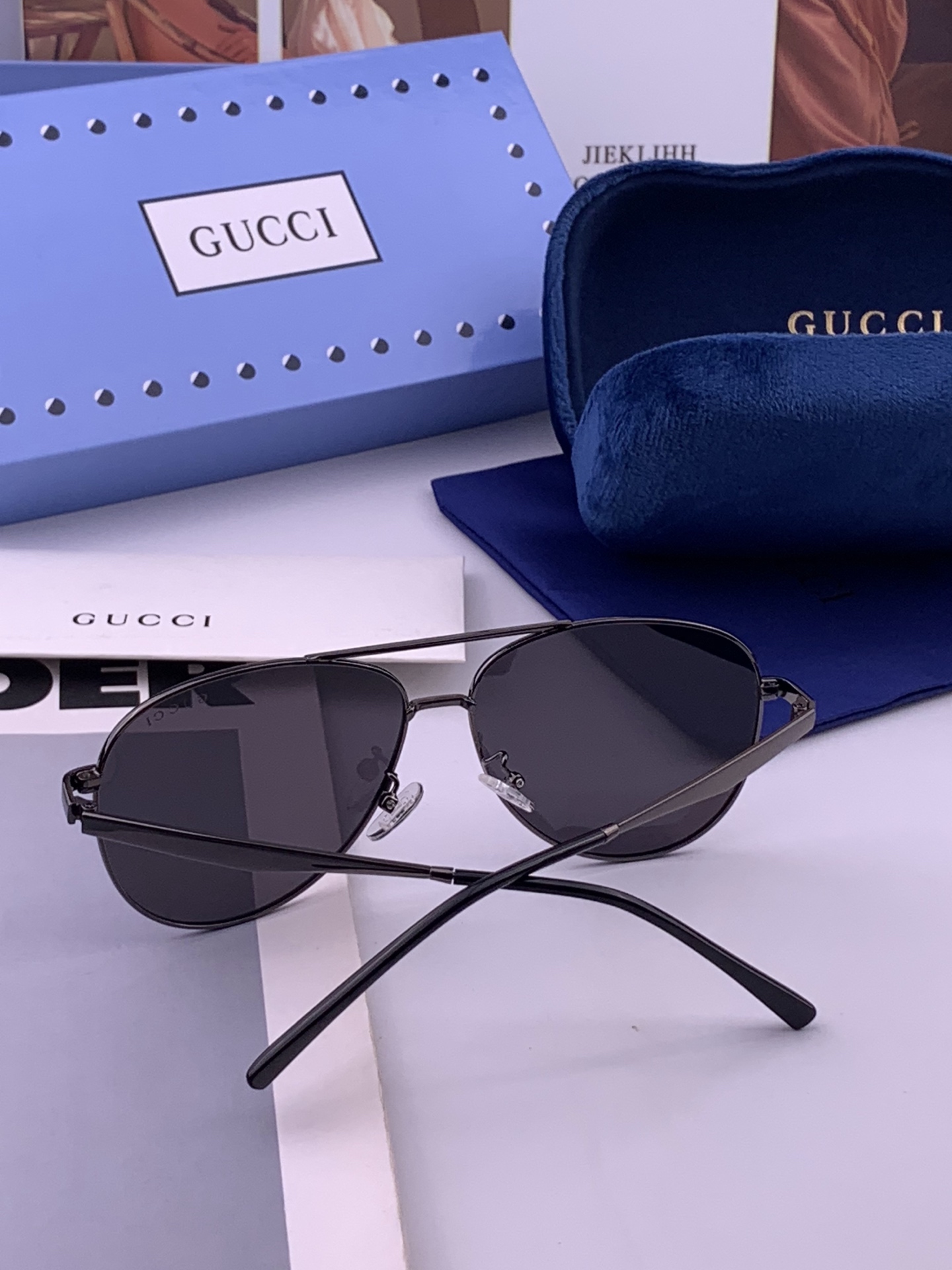 Gucci 🔥  高品质男女款墨镜   👍 进口宝丽来偏光镜片  🔥蛤蟆镜 开车钓鱼都可 🔥百搭显瘦墨镜韩版男士飞行员大