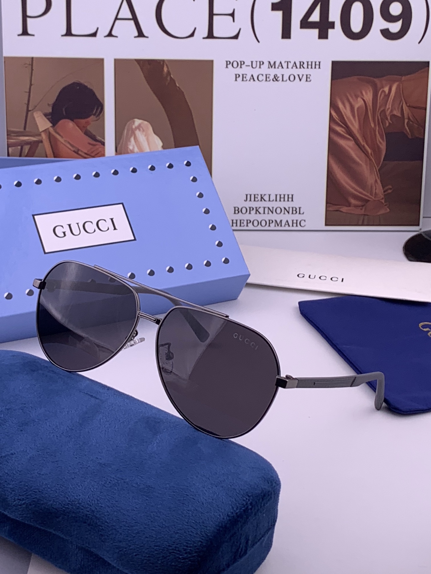 Gucci 🔥  高品质男女款墨镜   👍 进口宝丽来偏光镜片  🔥蛤蟆镜 开车钓鱼都可 🔥百搭显瘦墨镜韩版男士飞行员大