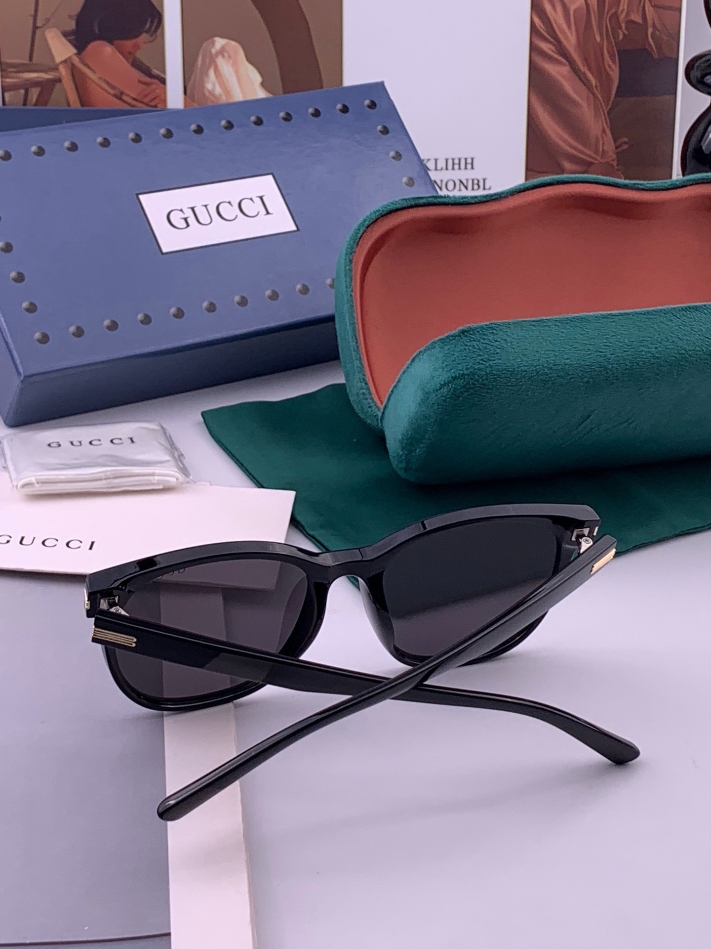 🔺 【GUCCI-偏光太阳镜】开春新款 潮流爆款 时尚方框偏光太阳镜 高品质 佩戴舒适 网红潮款墨镜 女士高清偏光太阳镜