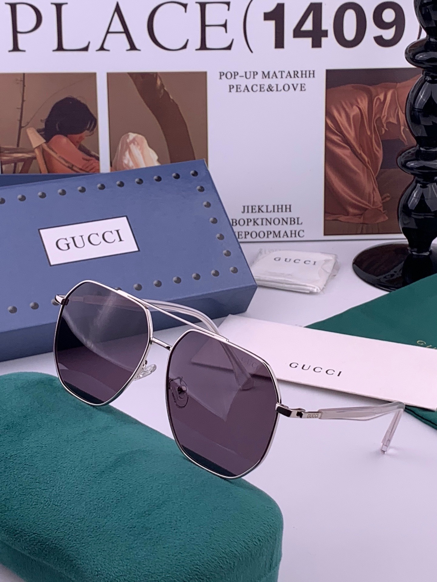 Gucci 🔥  高品质男女款墨镜   👍 进口宝丽来偏光镜片  🔥蛤蟆镜 开车钓鱼都可 🔥百搭显瘦墨镜韩版男士飞行员大