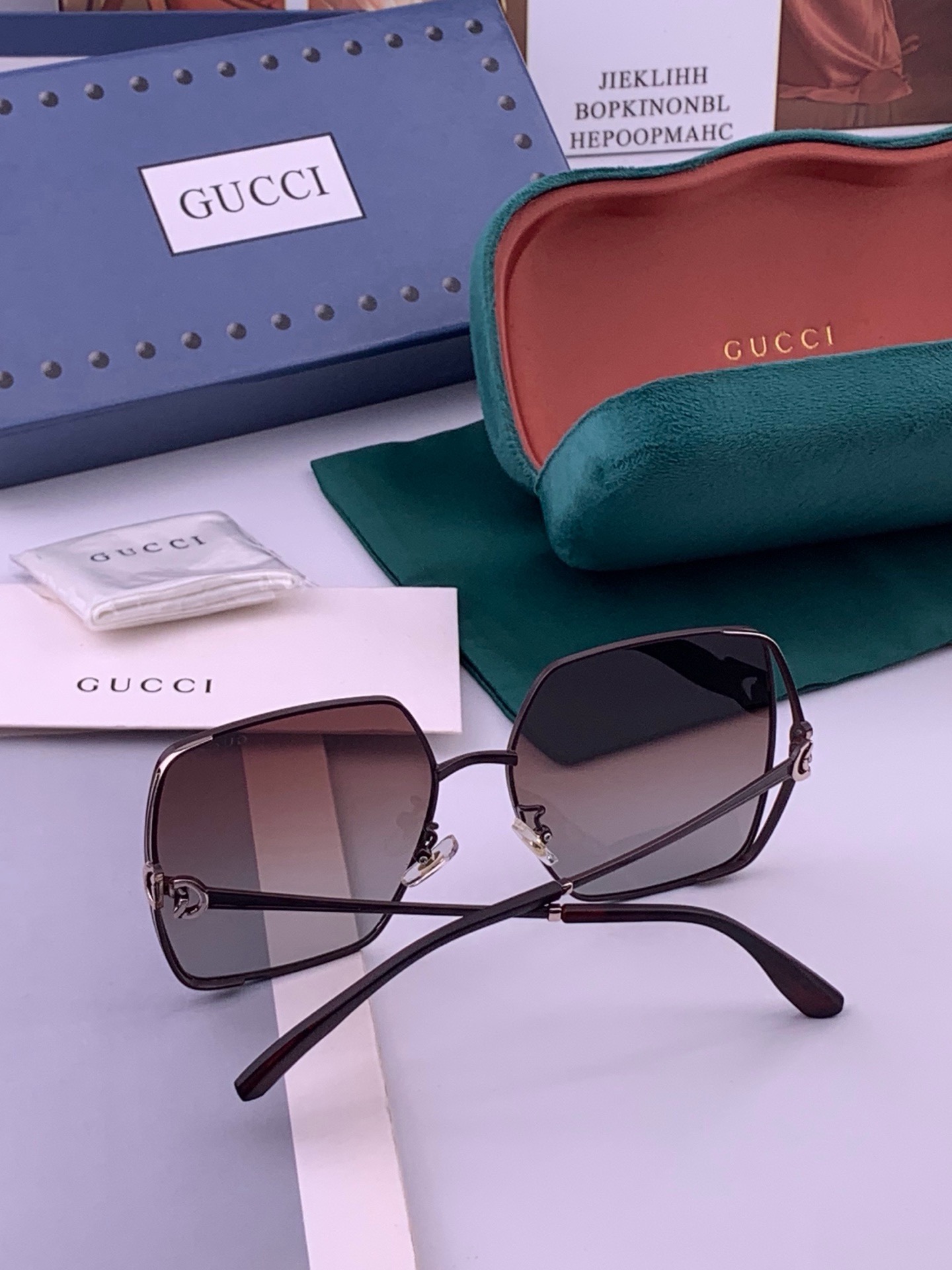 🔺 【GUCCI】开春新款 潮流爆款 时尚方框偏光太阳镜 高品质 佩戴舒适 网红潮款墨镜 女士高清偏光太阳镜🕶️ 🎉高品