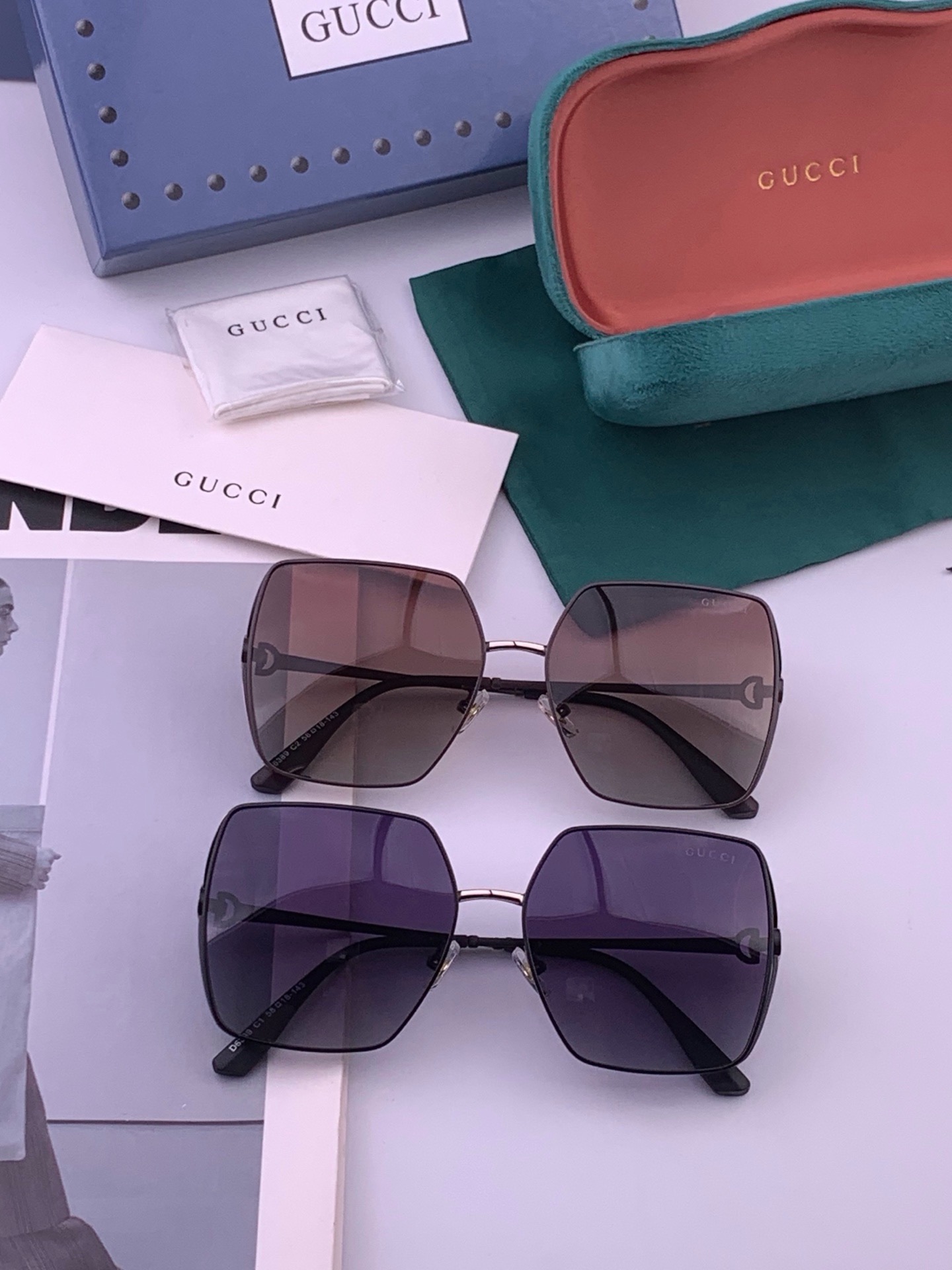 🔺 【GUCCI】开春新款 潮流爆款 时尚方框偏光太阳镜 高品质 佩戴舒适 网红潮款墨镜 女士高清偏光太阳镜🕶️ 🎉高品