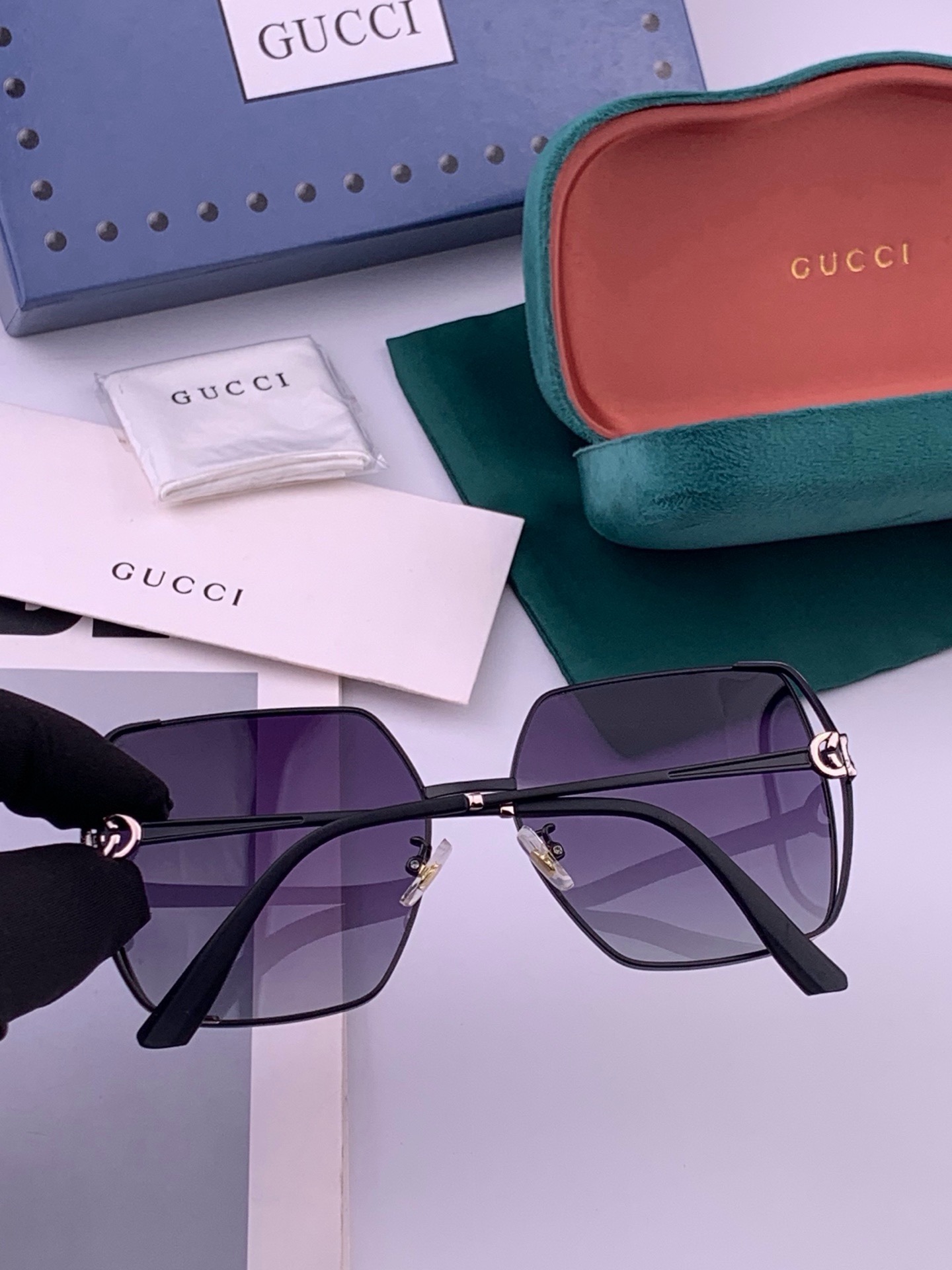 🔺 【GUCCI】开春新款 潮流爆款 时尚方框偏光太阳镜 高品质 佩戴舒适 网红潮款墨镜 女士高清偏光太阳镜🕶️ 🎉高品