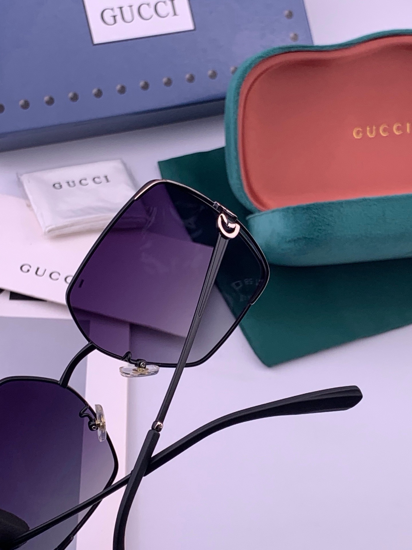 🔺 【GUCCI】开春新款 潮流爆款 时尚方框偏光太阳镜 高品质 佩戴舒适 网红潮款墨镜 女士高清偏光太阳镜🕶️ 🎉高品