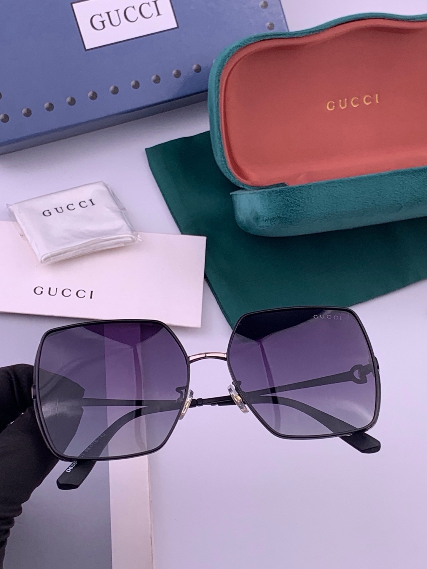🔺 【GUCCI】开春新款 潮流爆款 时尚方框偏光太阳镜 高品质 佩戴舒适 网红潮款墨镜 女士高清偏光太阳镜🕶️ 🎉高品