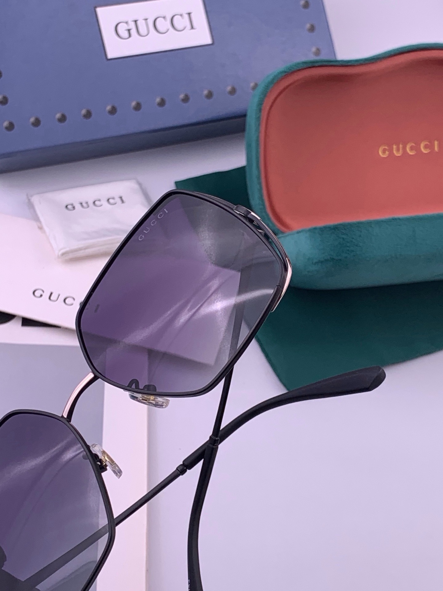 🔺 【GUCCI】开春新款 潮流爆款 时尚方框偏光太阳镜 高品质 佩戴舒适 网红潮款墨镜 女士高清偏光太阳镜🕶️ 🎉高品