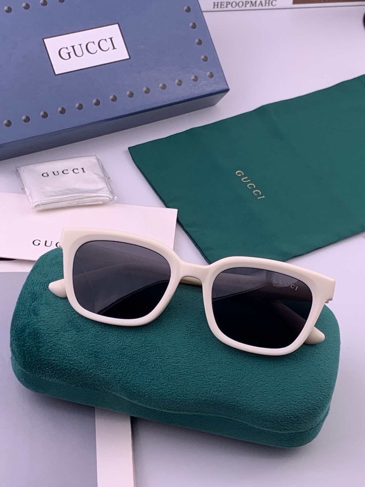 🔺 【GUCCI-偏光太阳镜】开春新款 潮流爆款 时尚方框偏光太阳镜 高品质 佩戴舒适 网红潮款墨镜 女士高清偏光太阳镜