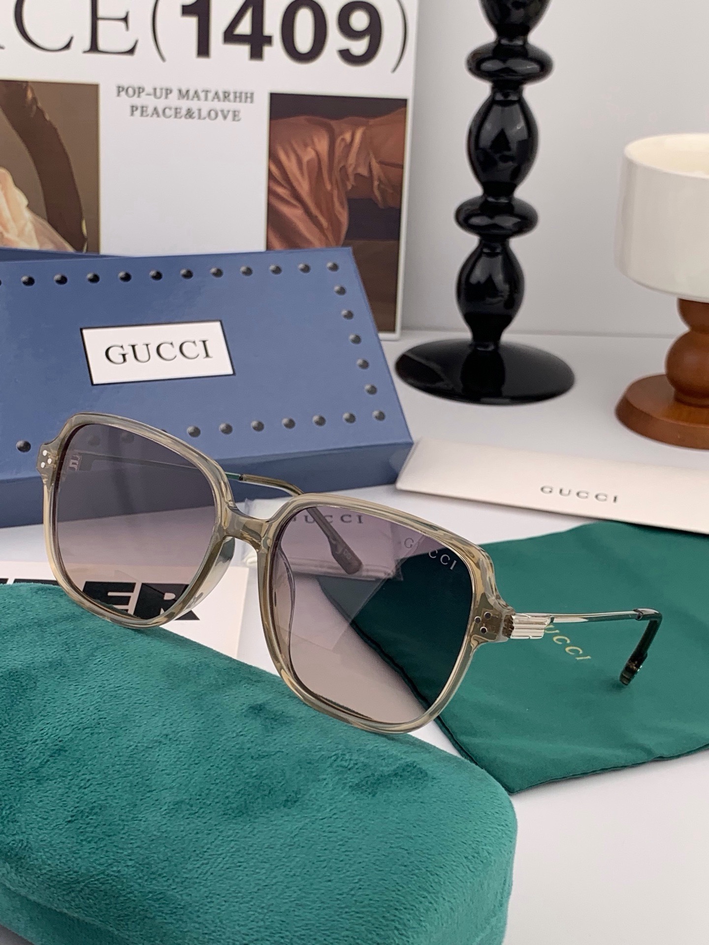 🔺 【GUCCI】开春新款 潮流爆款 时尚方框偏光太阳镜 高品质 佩戴舒适 网红潮款墨镜 女士高清尼龙偏光太阳镜🕶️ 🎉
