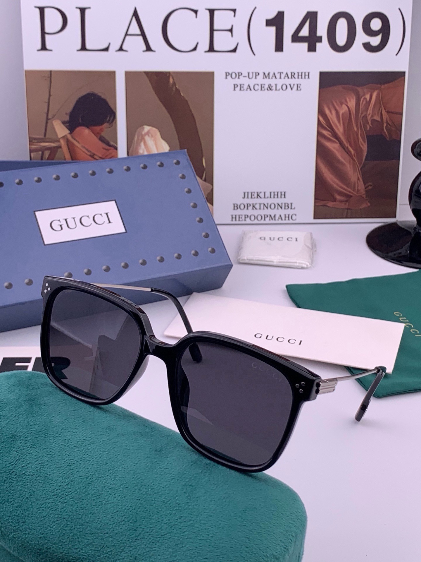 🔺 【GUCCI】开春新款 潮流爆款 时尚方框偏光太阳镜 高品质 佩戴舒适 网红潮款墨镜 女士高清尼龙偏光太阳镜🕶️ 🎉