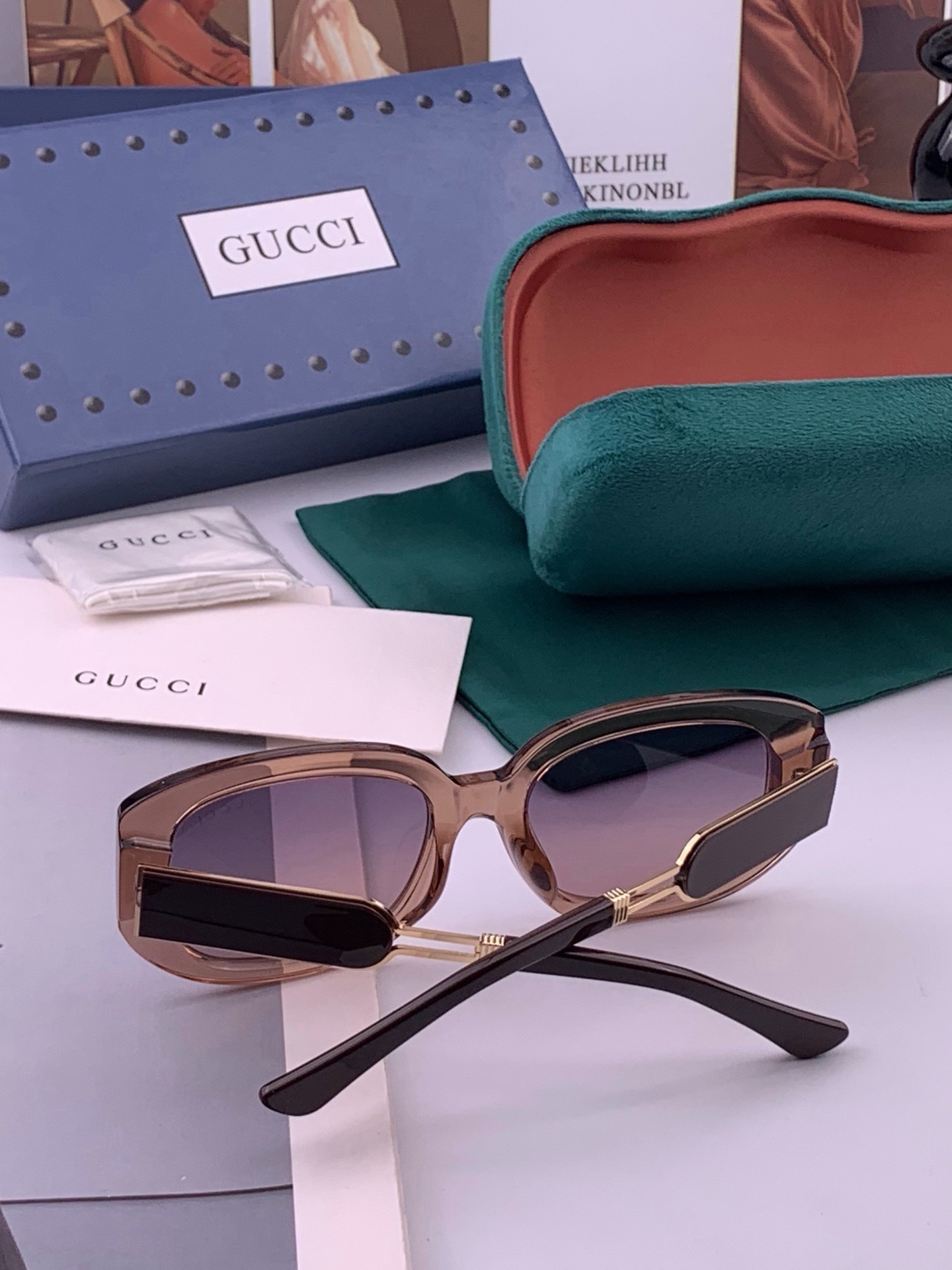 🔺 【GUCCI】开春新款 潮流爆款 时尚方框偏光太阳镜 高品质 佩戴舒适 网红潮款墨镜 女士高清尼龙偏光太阳镜🕶️ 🎉