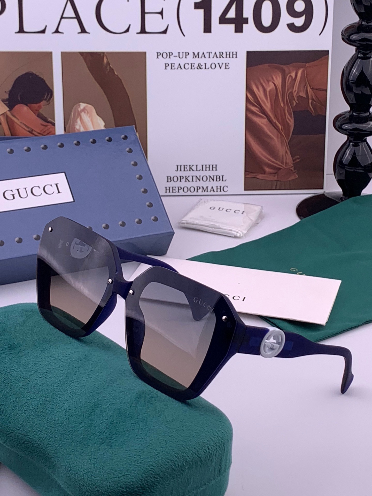 🔺 【GUCCI-偏光太阳镜】开春新款 潮流爆款 时尚方框偏光太阳镜 高品质 佩戴舒适 网红潮款墨镜 女士高清偏光太阳镜
