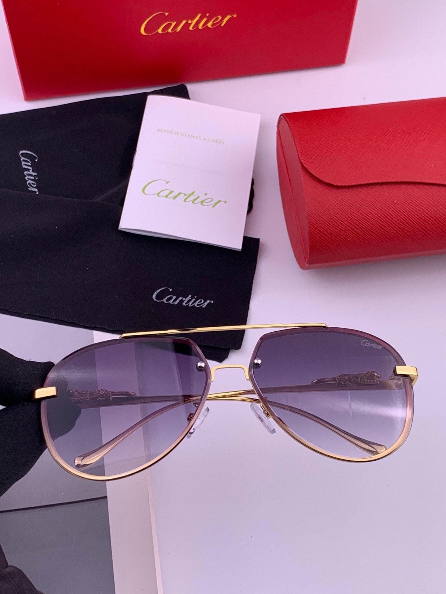 【卡地亚-cartier】 时尚高贵 很美手工🔝🔝高端品质 男女通用太阳眼镜 经典之作  有分量有质感的一款太阳镜  电