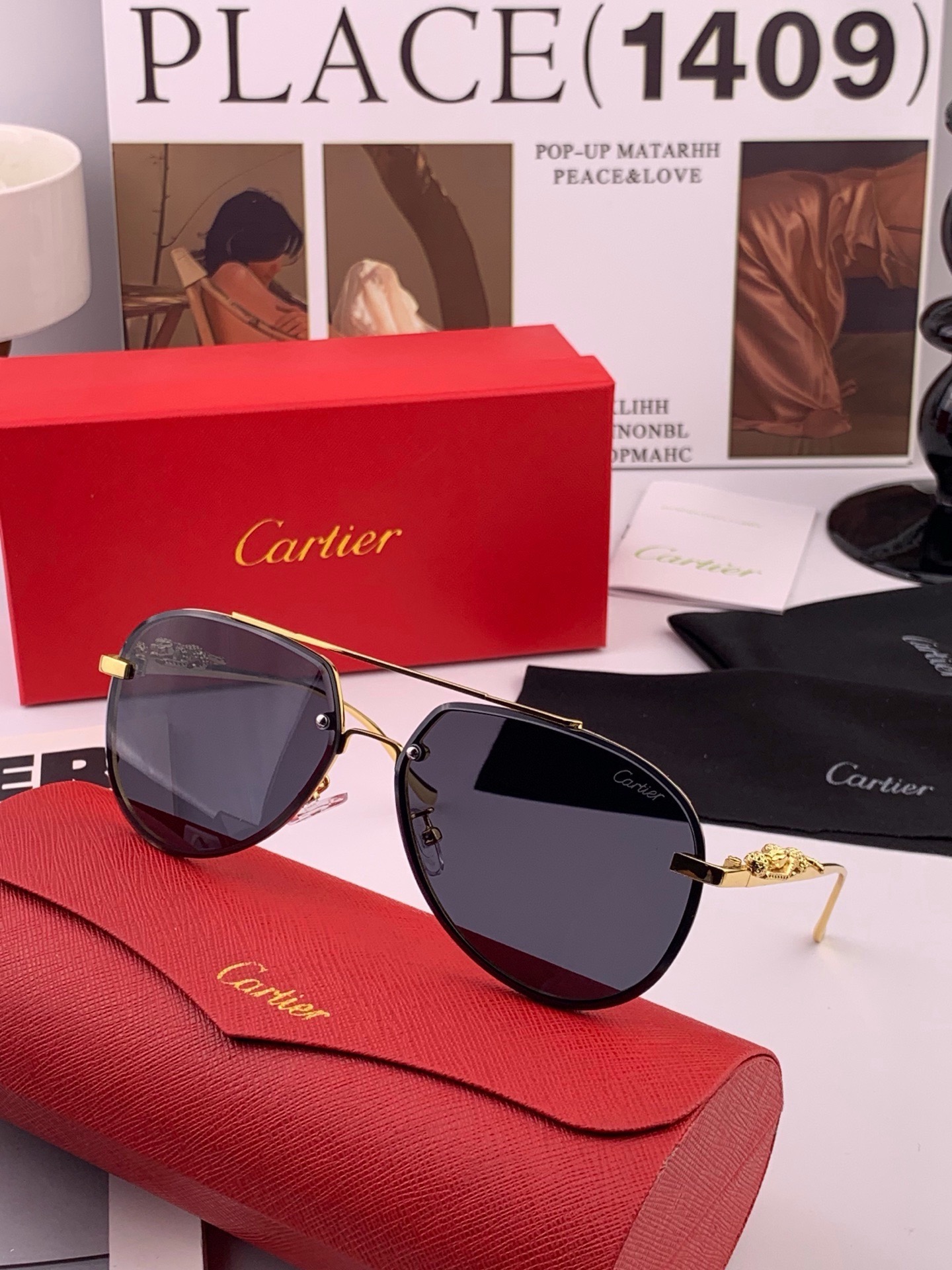 【卡地亚-cartier】 时尚高贵 很美手工🔝🔝高端品质 男女通用太阳眼镜 经典之作  有分量有质感的一款太阳镜  电