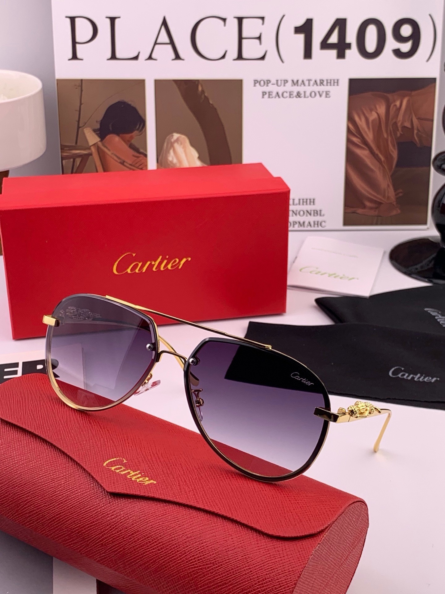 【卡地亚-cartier】 时尚高贵 很美手工🔝🔝高端品质 男女通用太阳眼镜 经典之作  有分量有质感的一款太阳镜  电