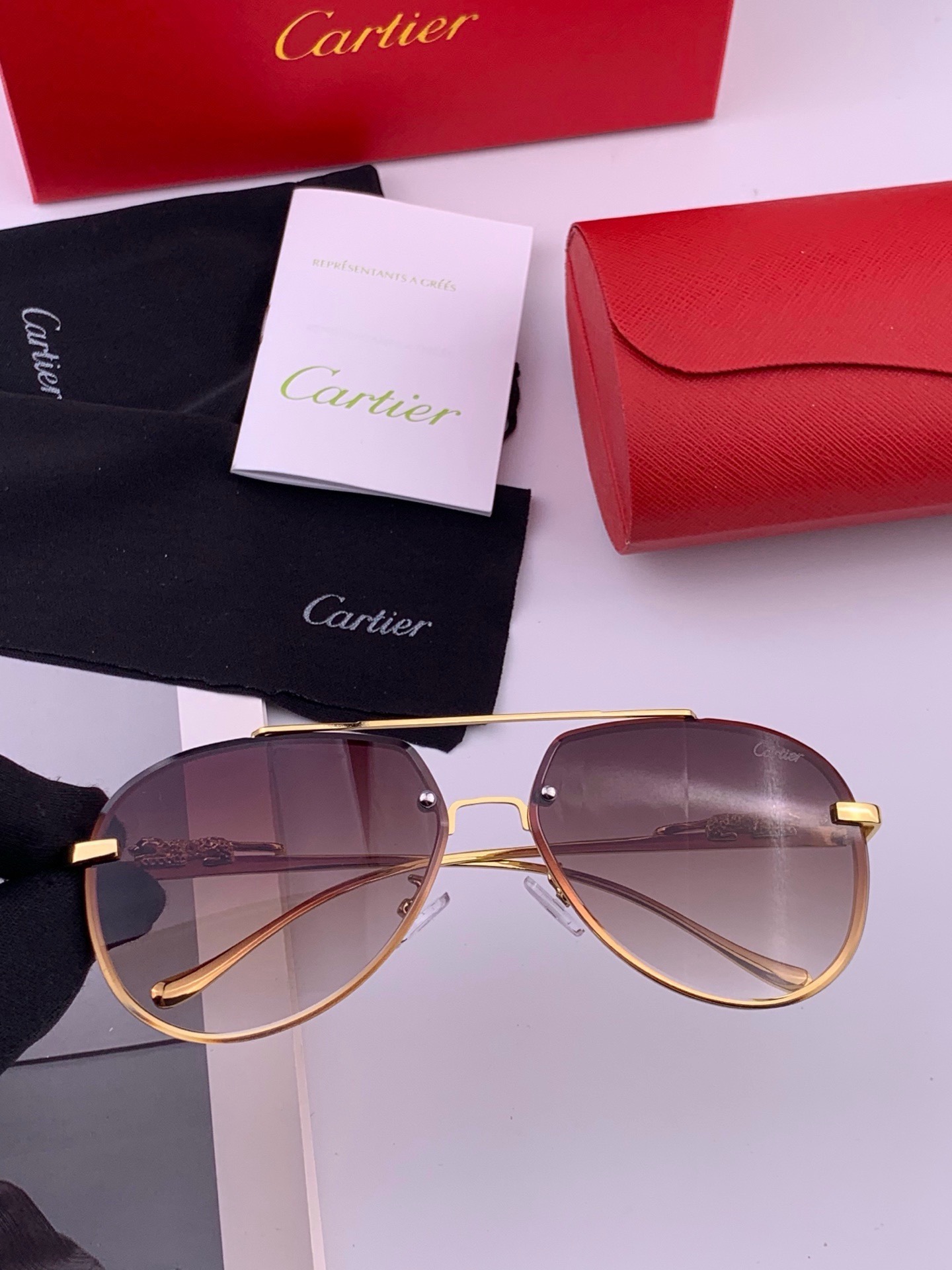 【卡地亚-cartier】 时尚高贵 很美手工🔝🔝高端品质 男女通用太阳眼镜 经典之作  有分量有质感的一款太阳镜  电
